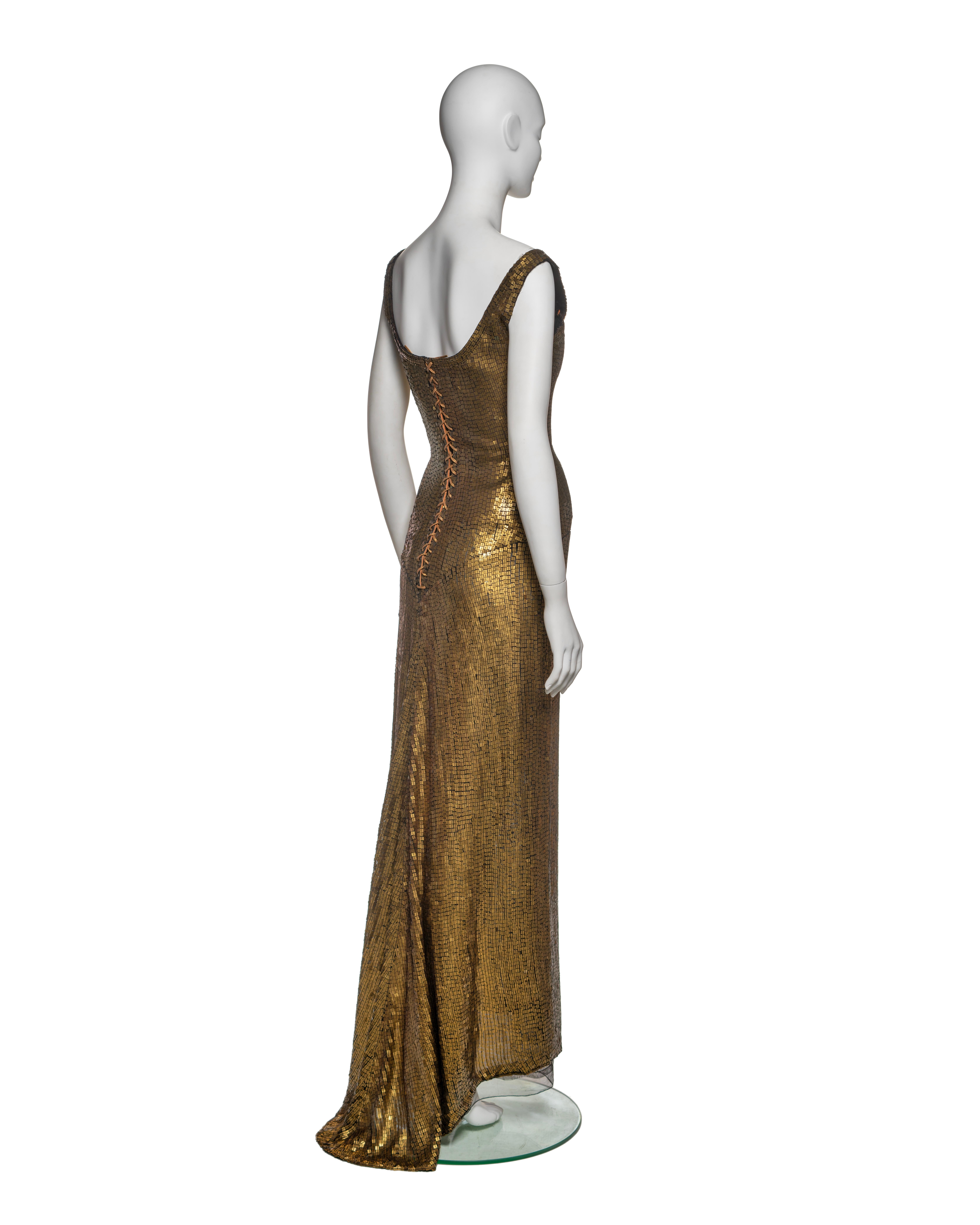 Azzedine Alaia Gold Lamé Couture Gown with Sequin Mosaic Detail, FW 1990 For Sale 2