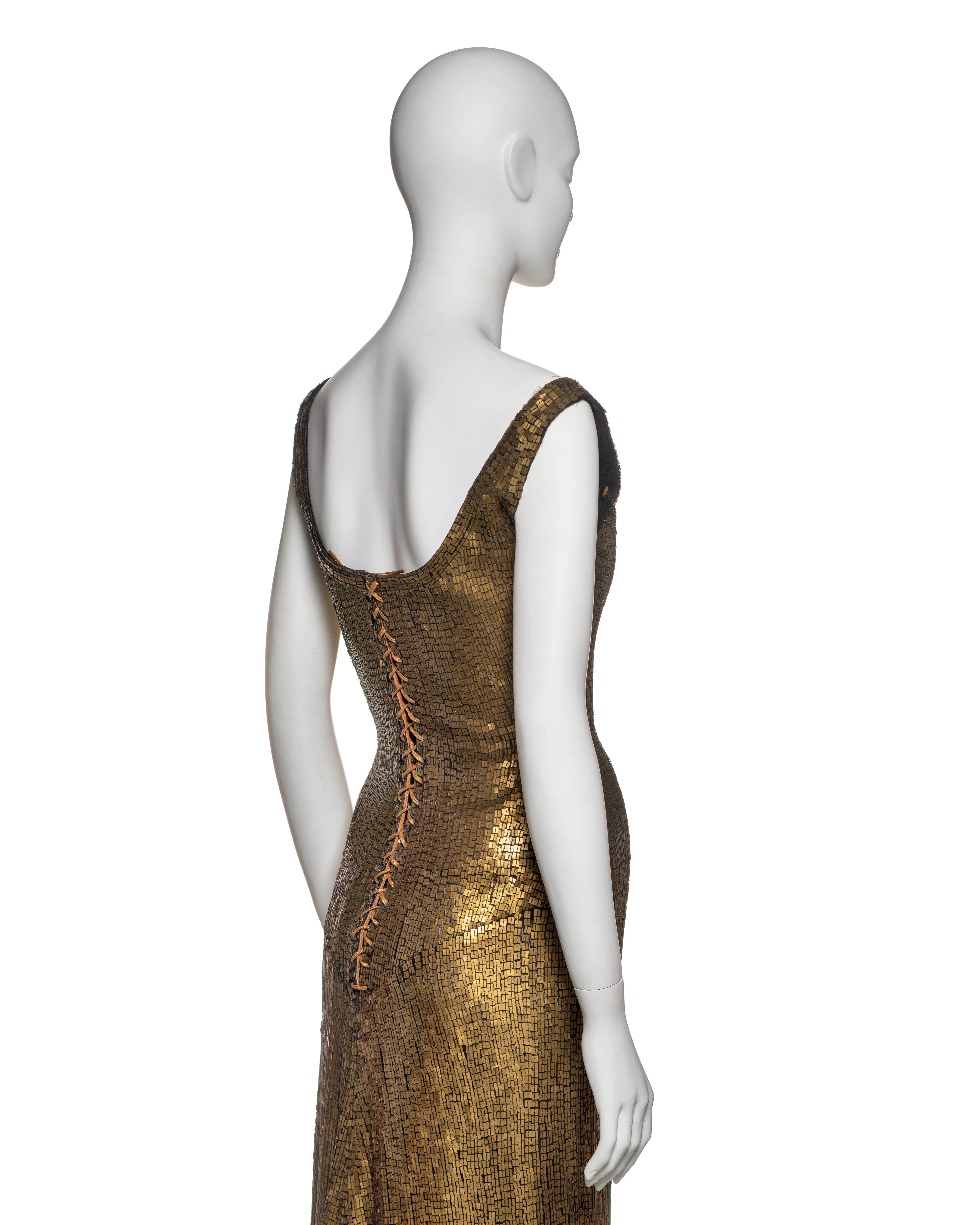 Azzedine Alaia Gold Lamé Couture Gown with Sequin Mosaic Detail, FW 1990 For Sale 3