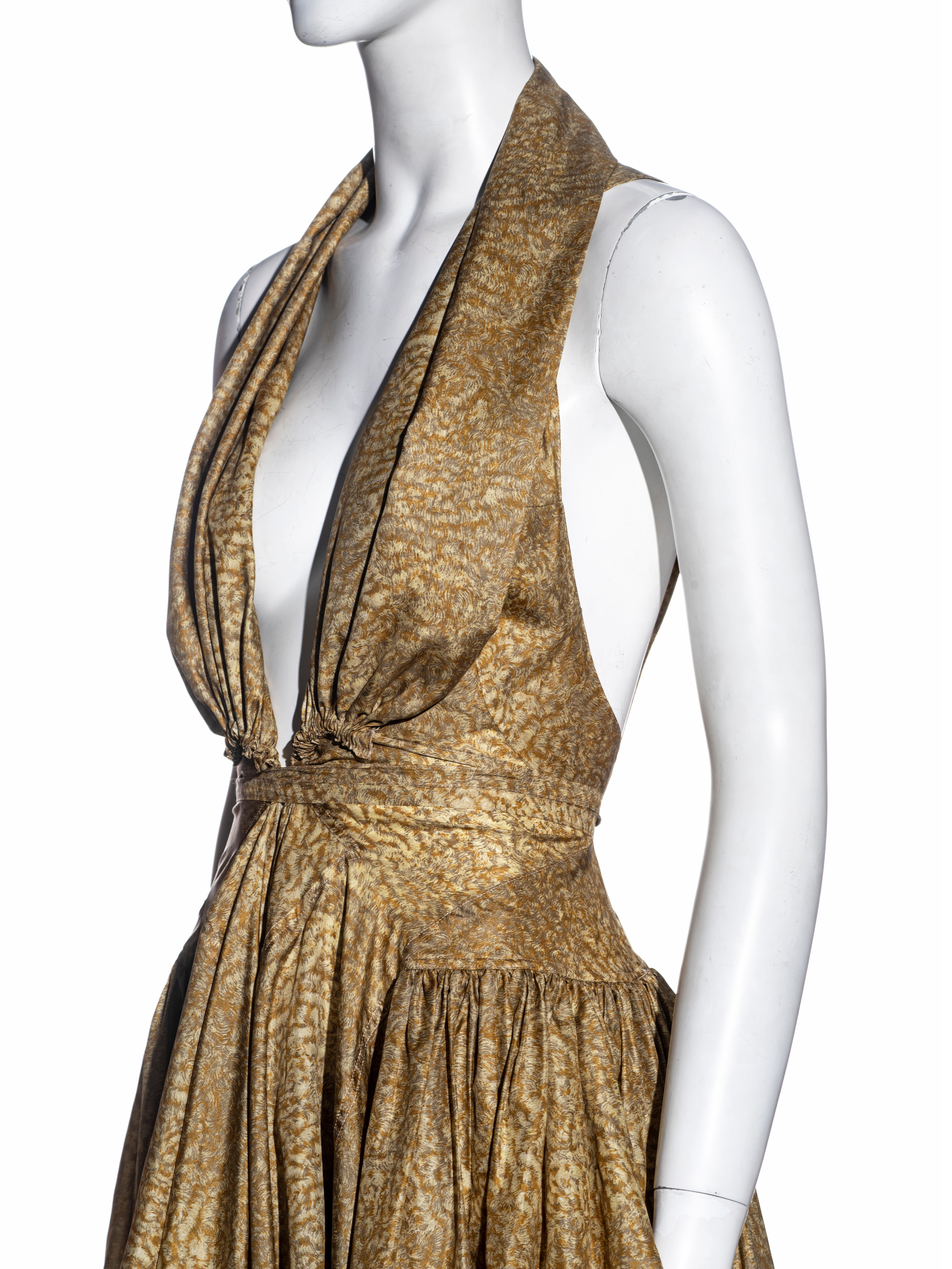 Azzedine Alaia gold printed silk evening dress, ss 1987 For Sale 3