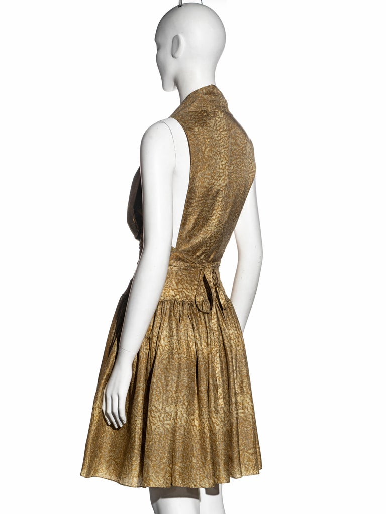 Azzedine Alaia gold printed silk evening dress, ss 1987 For Sale at 1stDibs