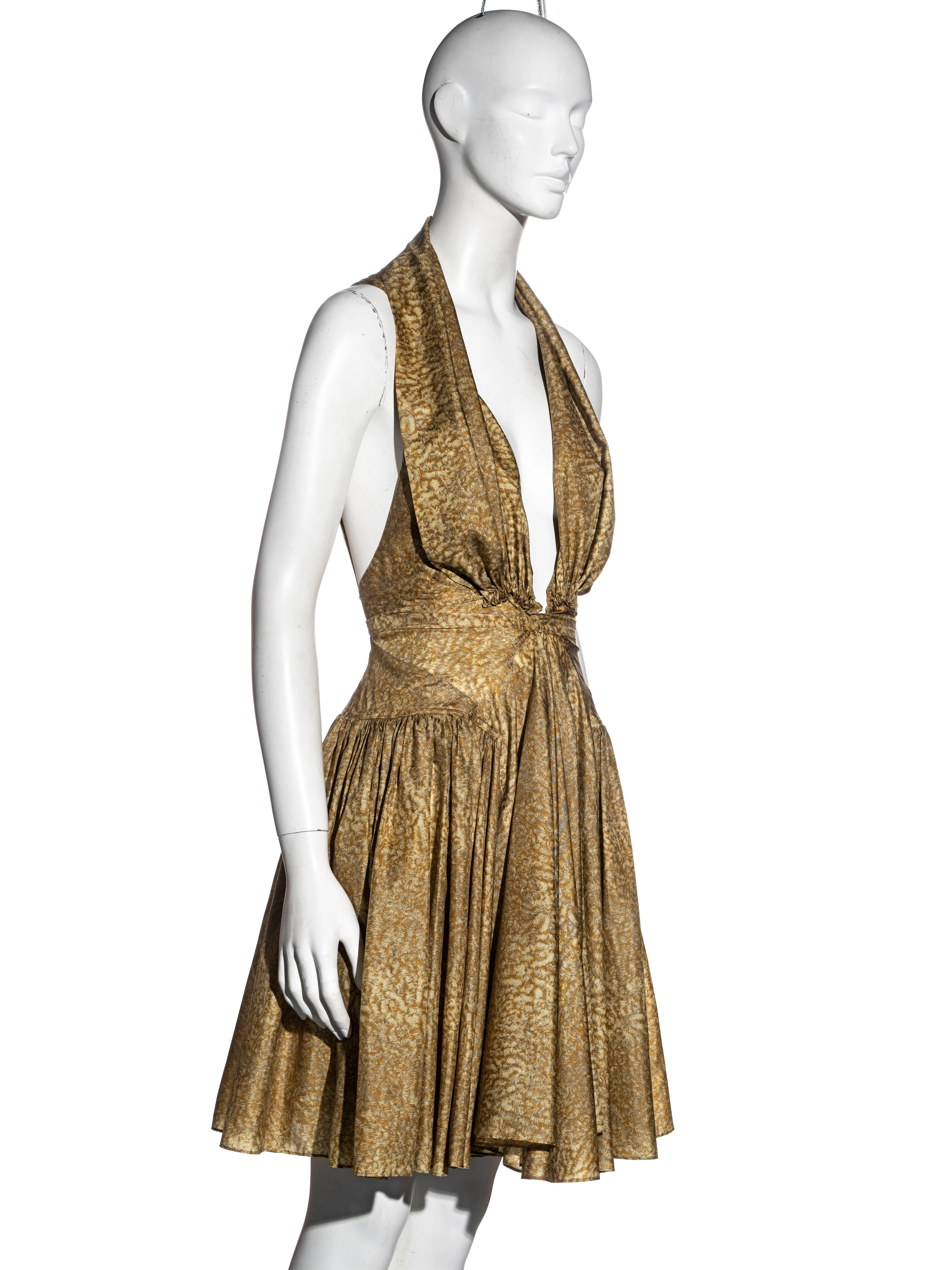 Azzedine Alaia gold printed silk evening dress, ss 1987 In Excellent Condition For Sale In London, GB