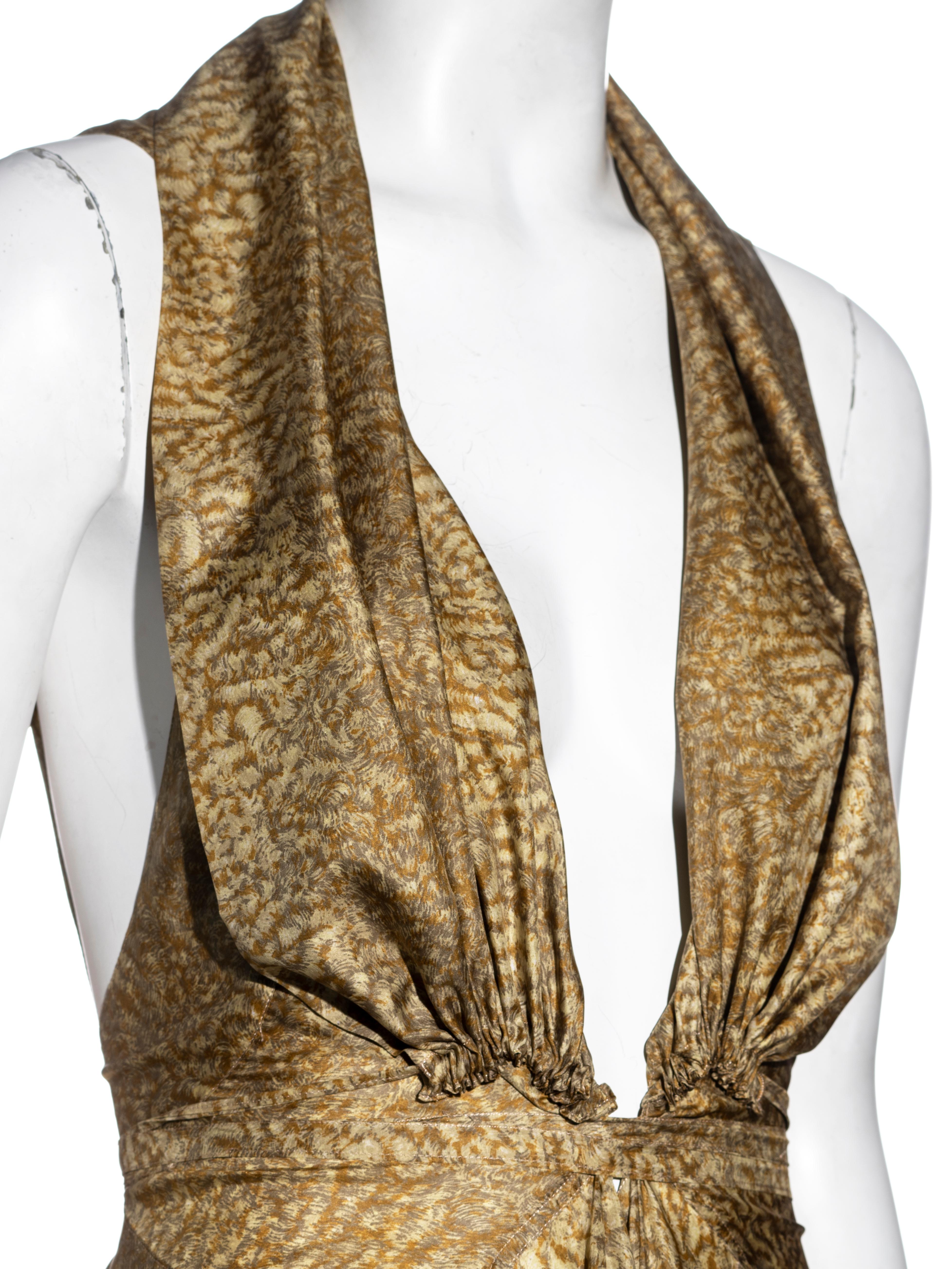 Women's Azzedine Alaia gold printed silk evening dress, ss 1987 For Sale