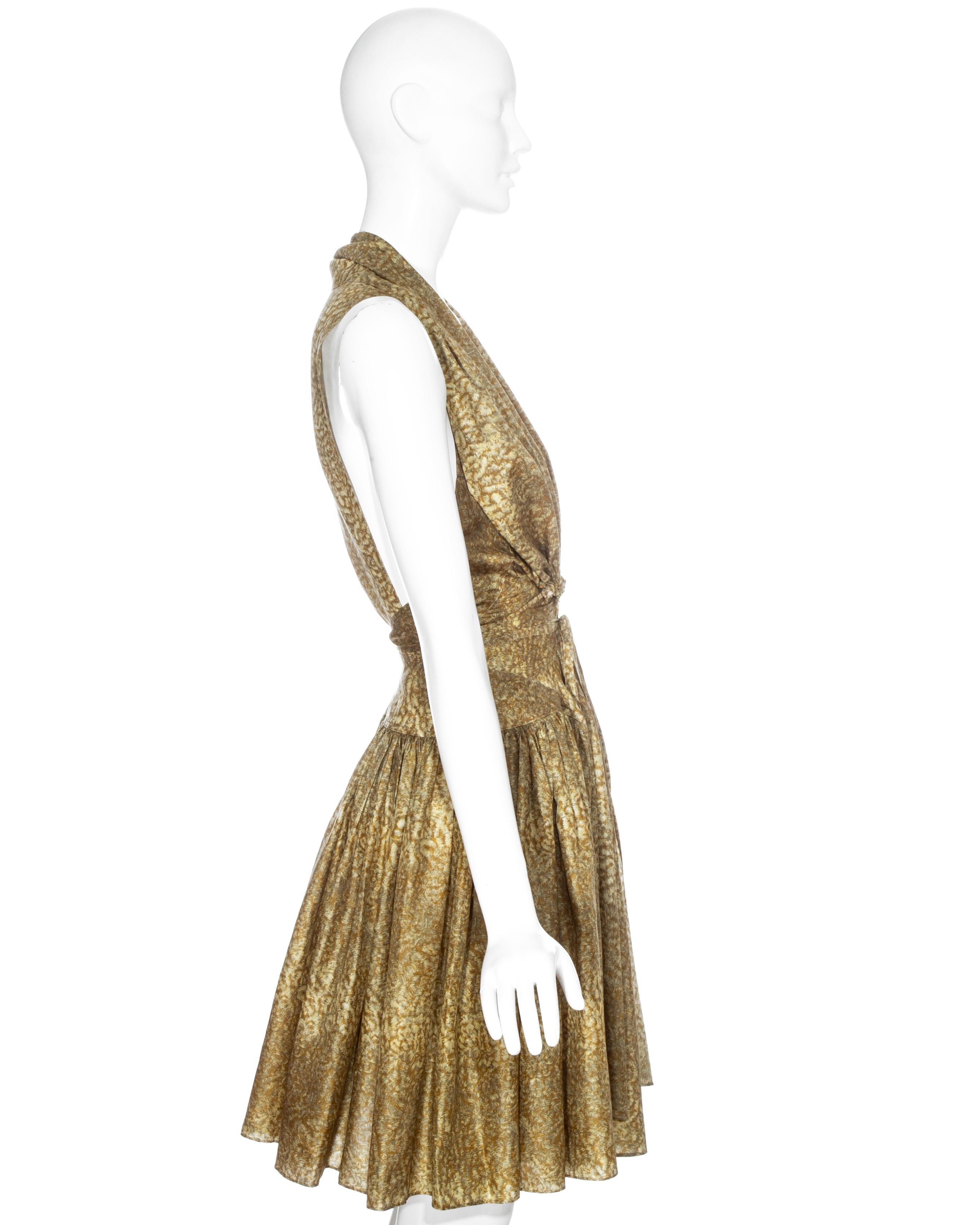 Azzedine Alaia gold silk mid-length evening dress, ss 1987  In Excellent Condition In London, GB
