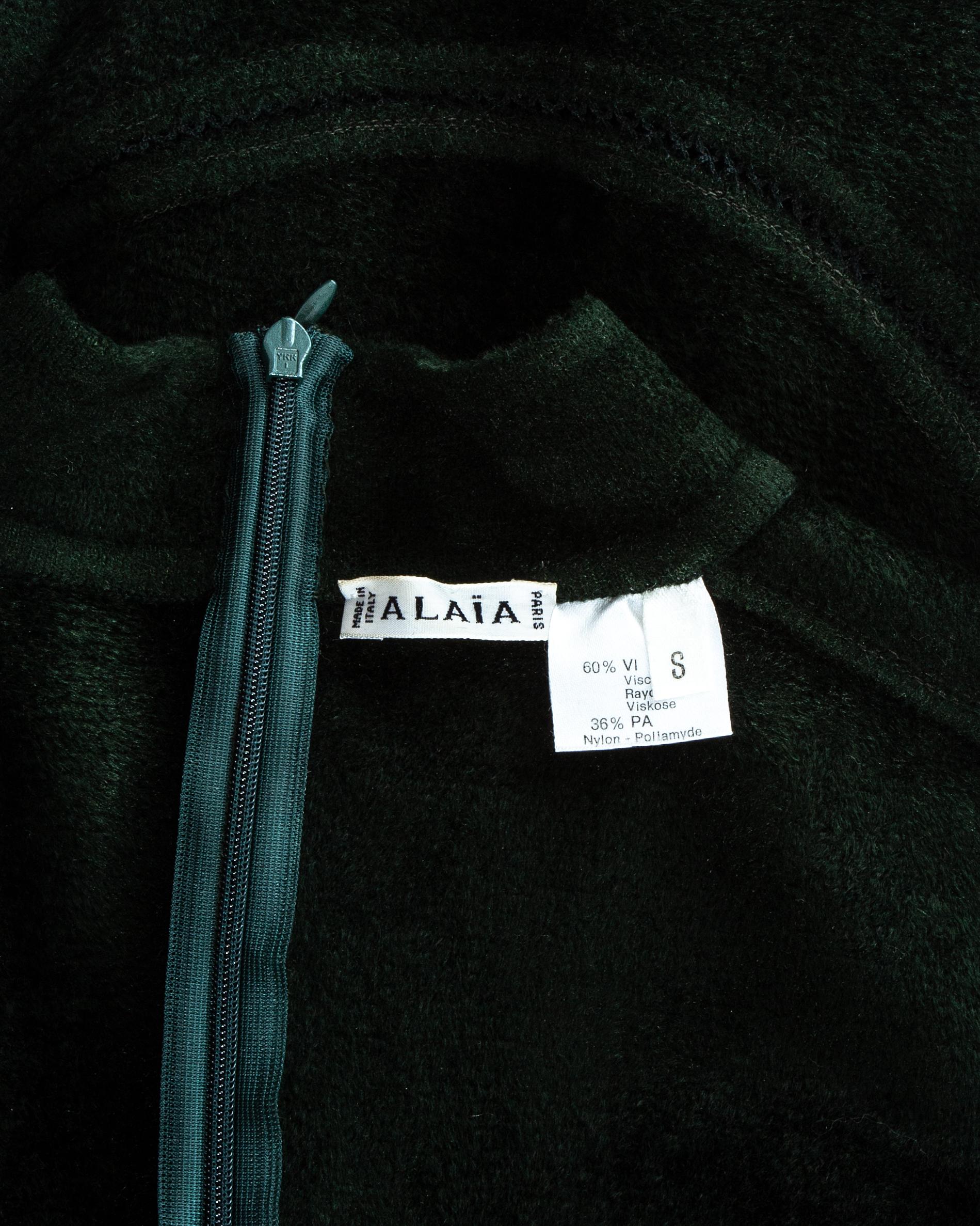 Azzedine Alaia green chenille bodysuit and leggings ensemble, fw 1991 5