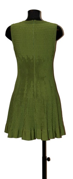 Azzedine Alaïa Green Knit Mesh Flare Dress