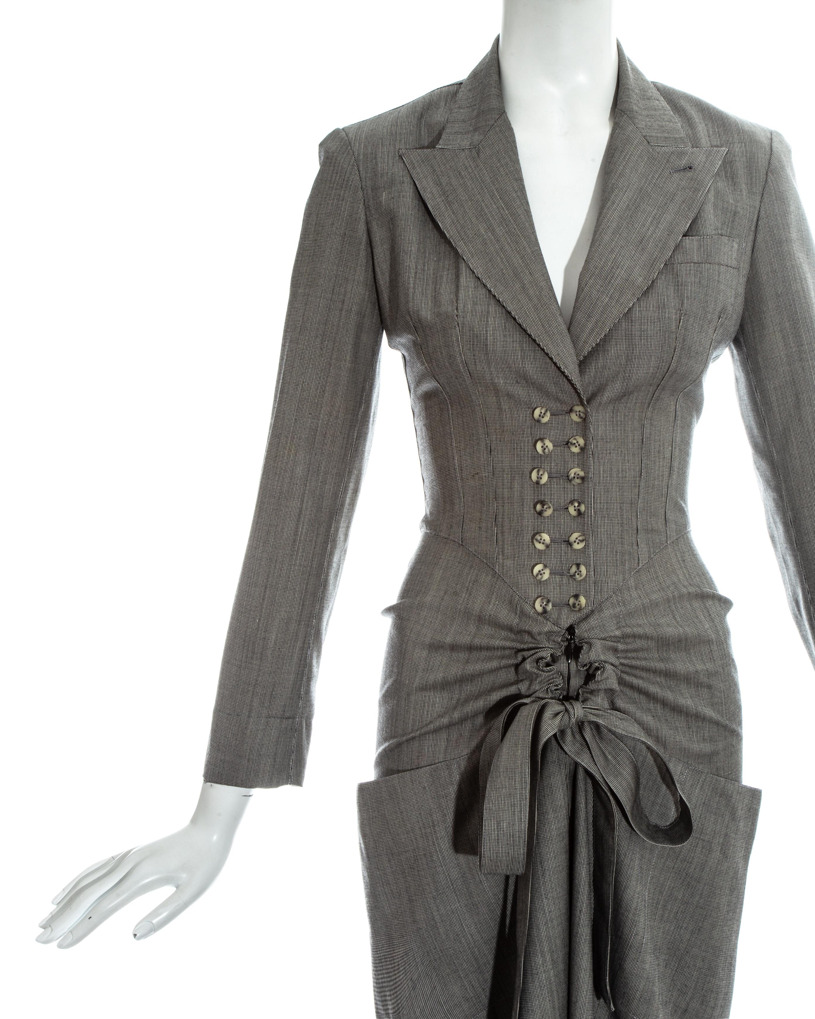 Gray Azzedine Alaia grey wool double breasted jumpsuit, ss 1988