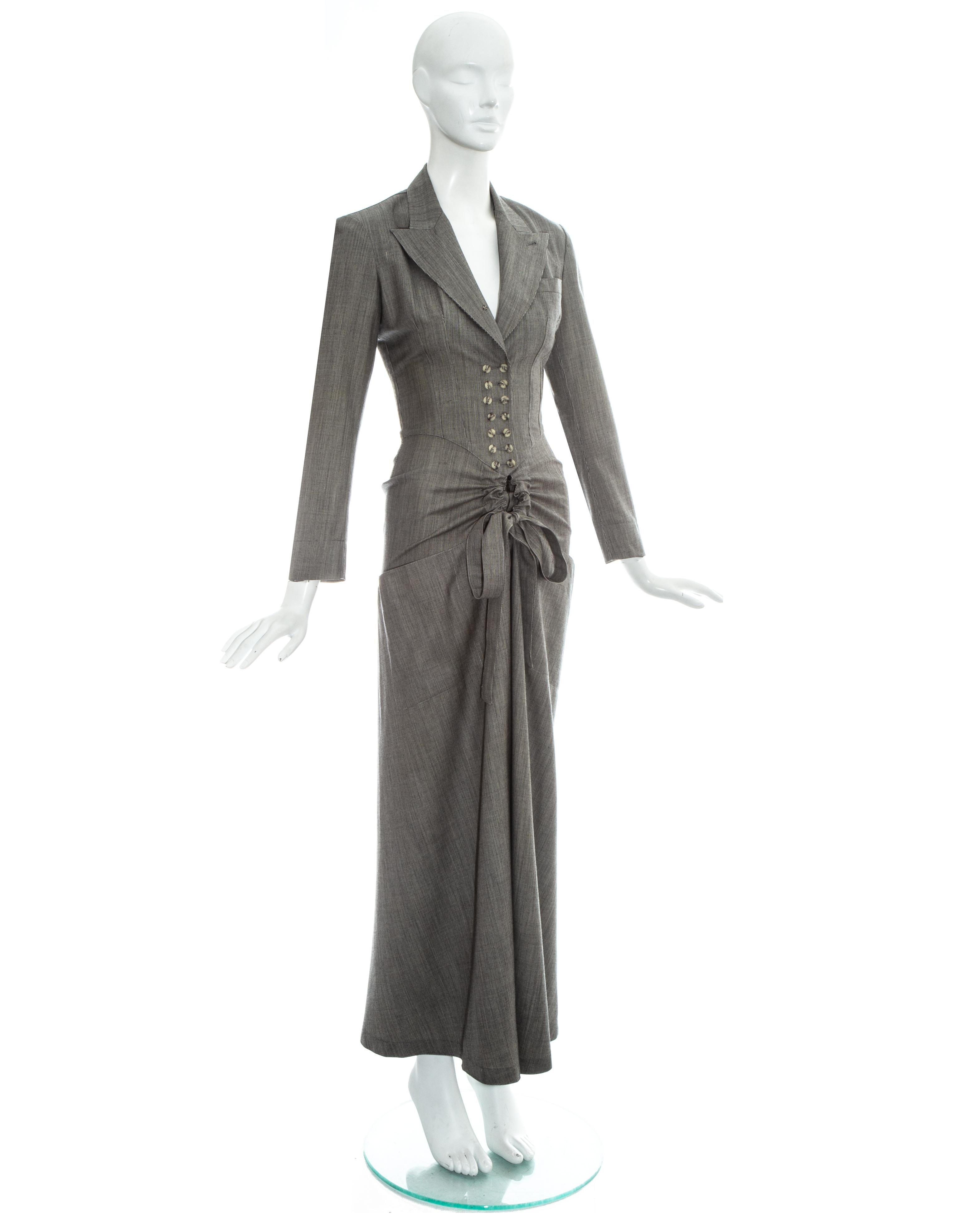 Azzedine Alaia grey wool double breasted jumpsuit, ss 1988 In Good Condition In London, GB