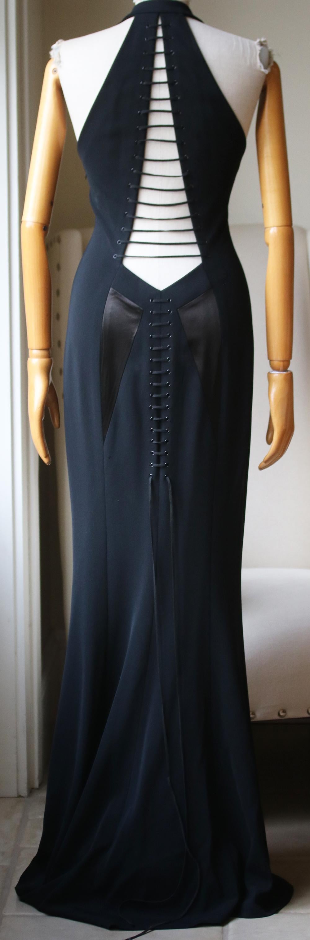 Black Azzedine Alaïa Haute Couture Cutout Lace-Up Gown 