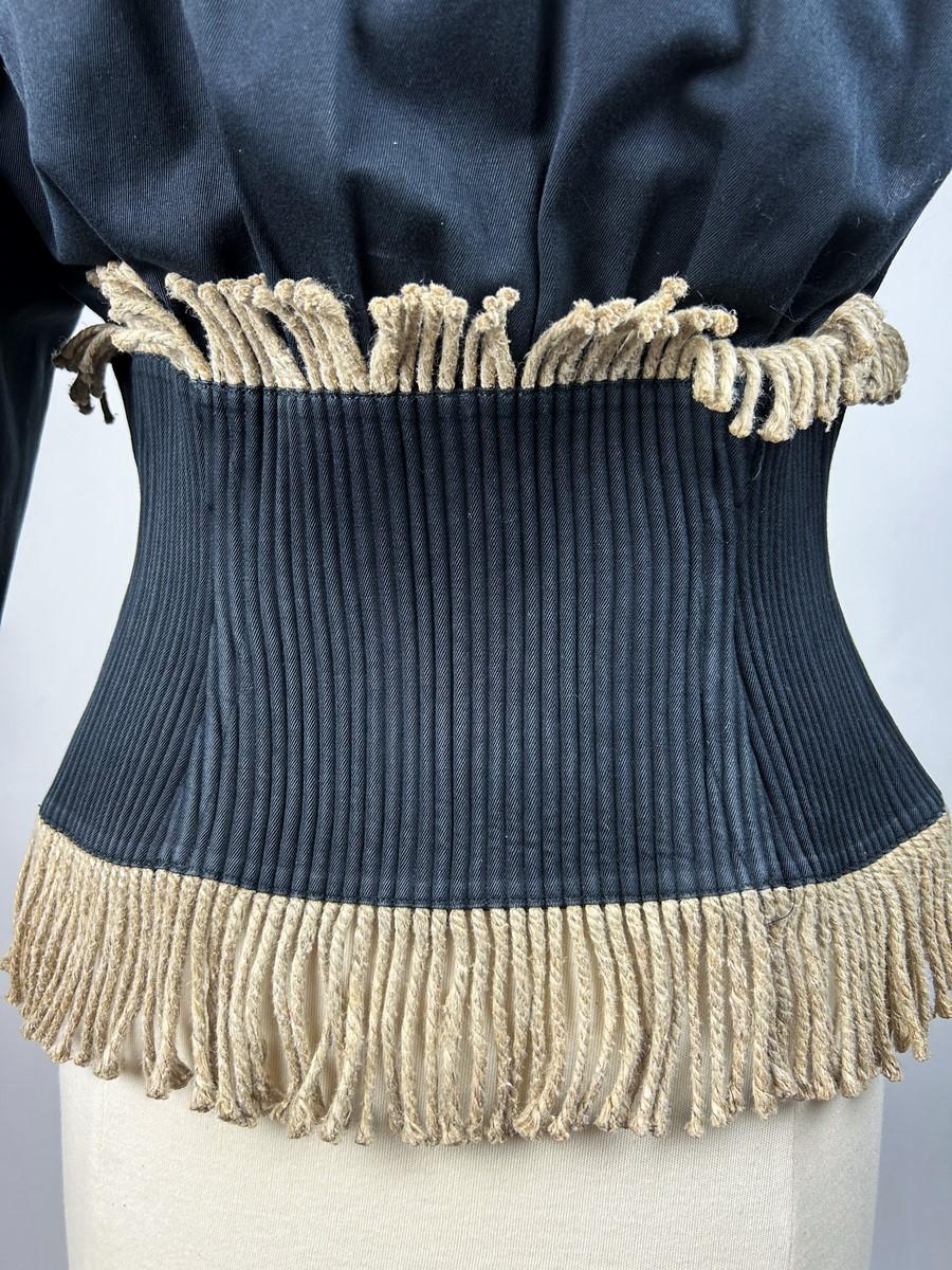 Azzedine Alaïa Haute Couture jacket in black cotton and twine - France Circa 198 For Sale 6