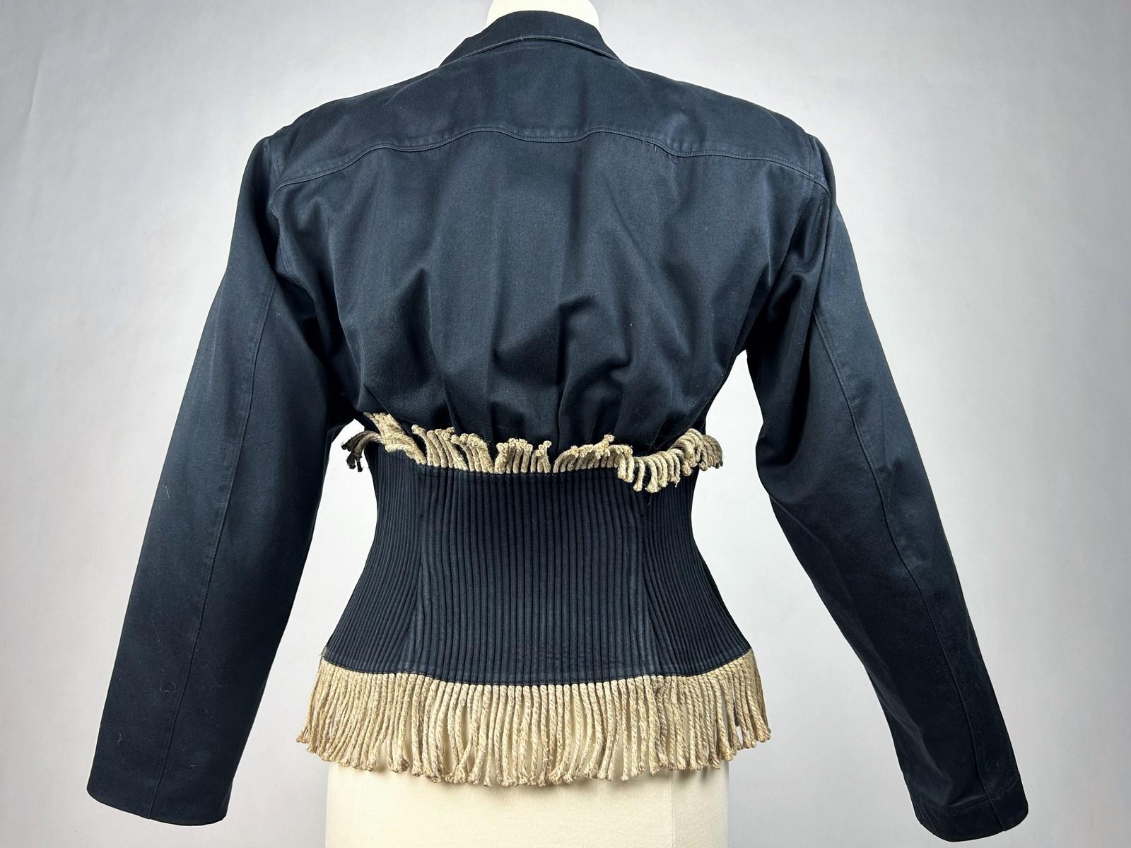 Azzedine Alaïa Haute Couture Jacke aus schwarzer Baumwolle und Zwirn - Frankreich CIRCA 198 im Angebot 7