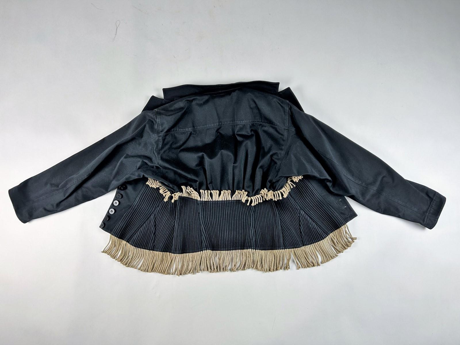 Azzedine Alaïa Haute Couture jacket in black cotton and twine - France Circa 198 For Sale 10