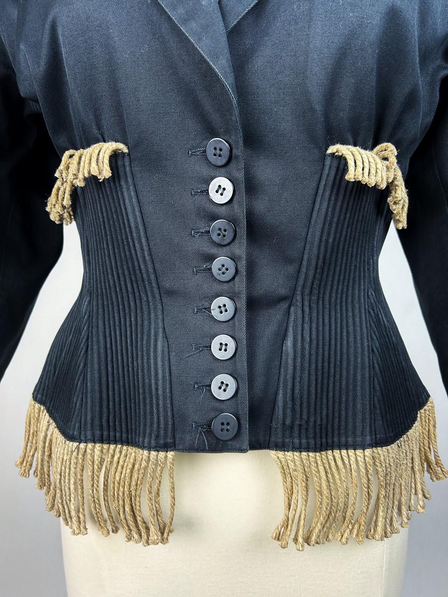 Women's Azzedine Alaïa Haute Couture jacket in black cotton and twine - France Circa 198 For Sale