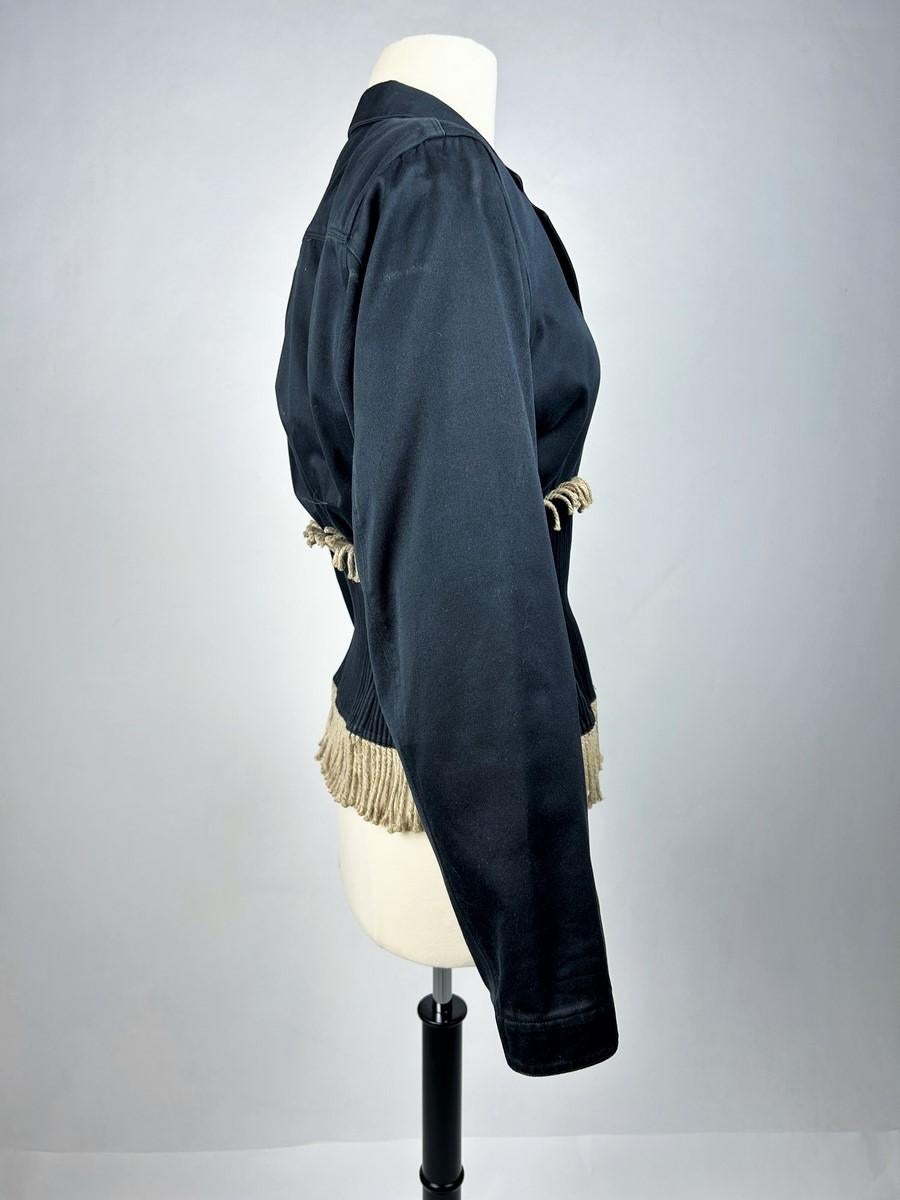 Azzedine Alaïa Haute Couture Jacke aus schwarzer Baumwolle und Zwirn - Frankreich CIRCA 198 im Angebot 4