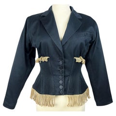 Retro Azzedine Alaïa Haute Couture jacket in black cotton and twine - France Circa 198