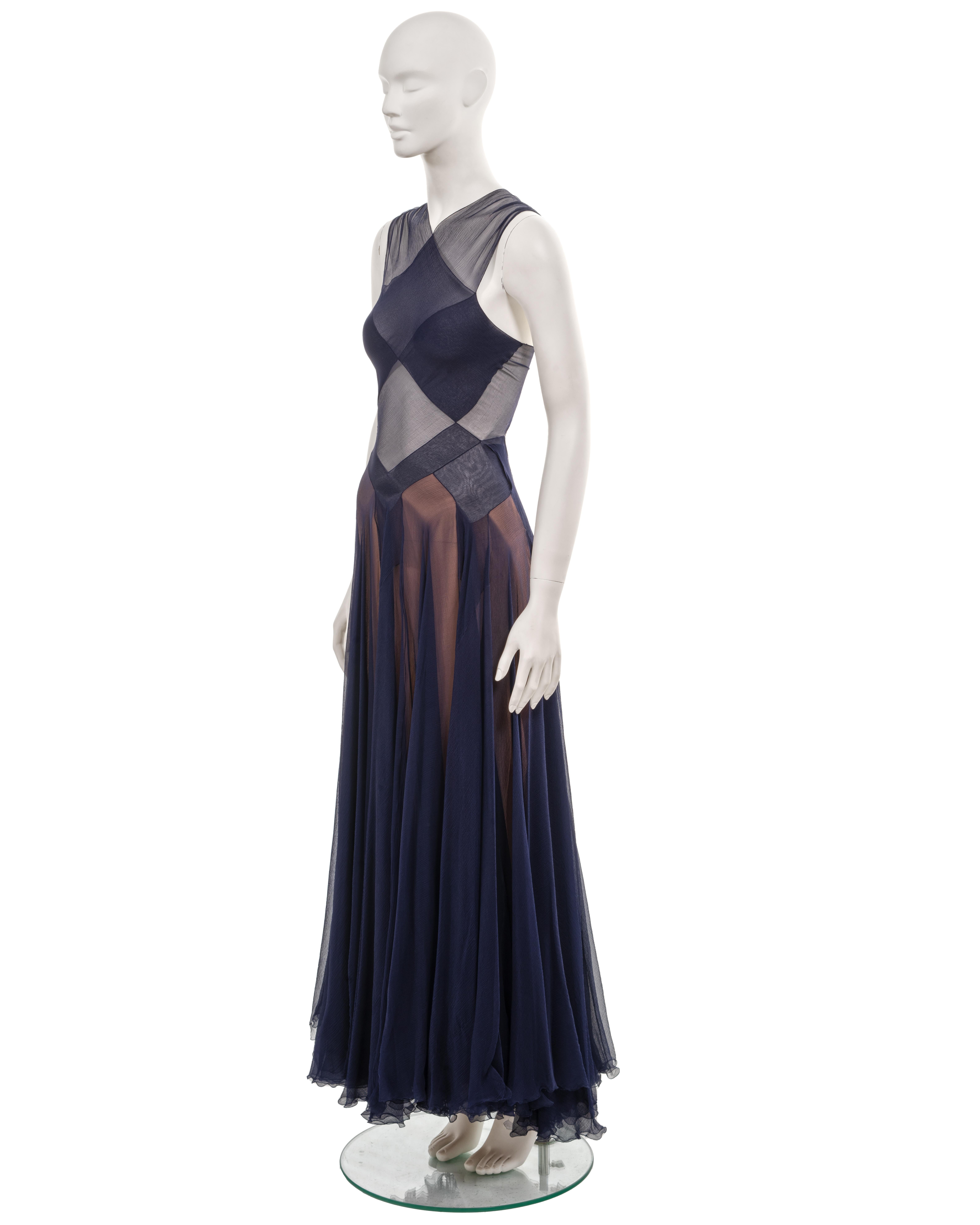 Azzedine Alaia Haute Couture navy silk evening dress, ss 1997 6