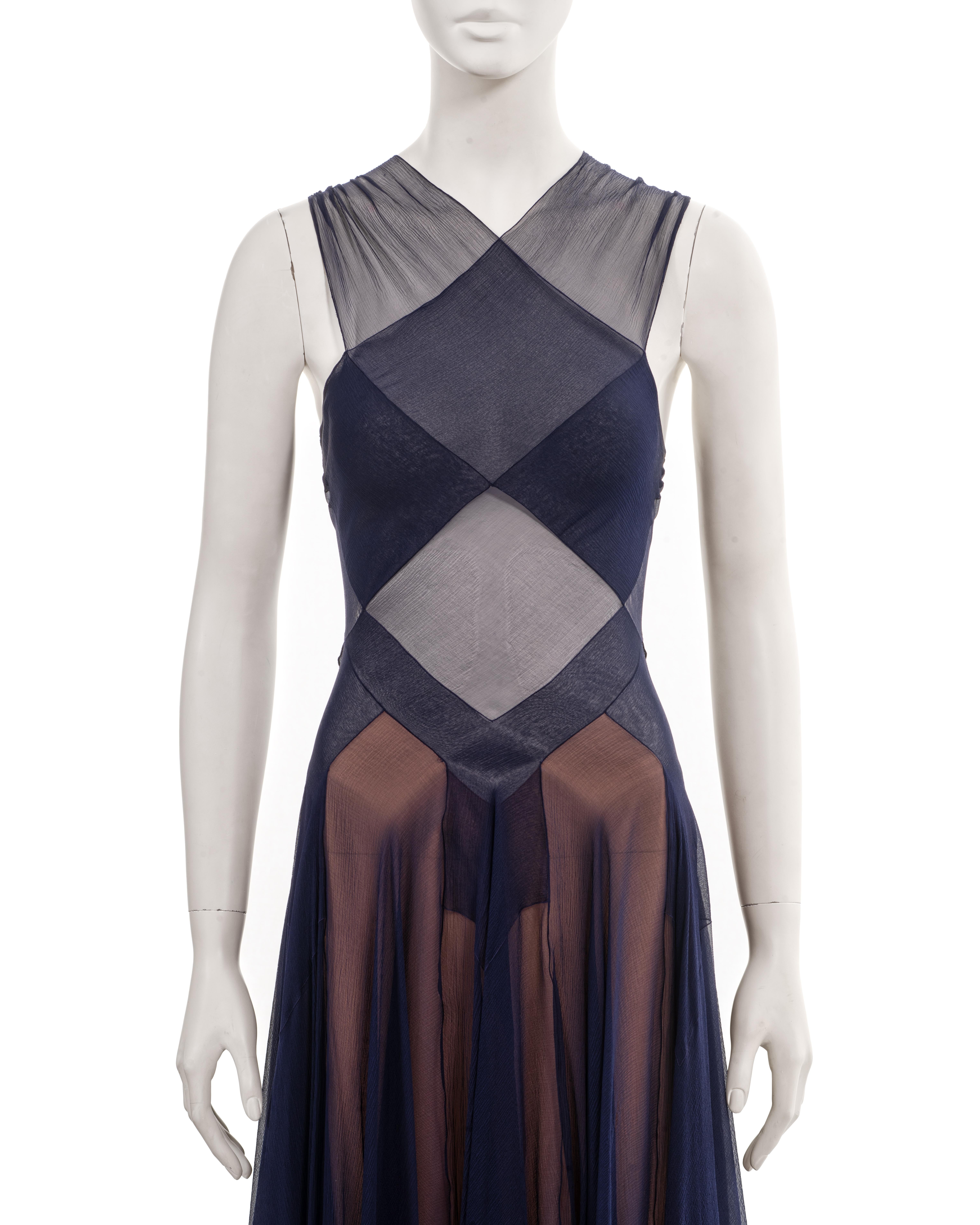 Azzedine Alaia Haute Couture navy silk evening dress, ss 1997 In Excellent Condition In London, GB