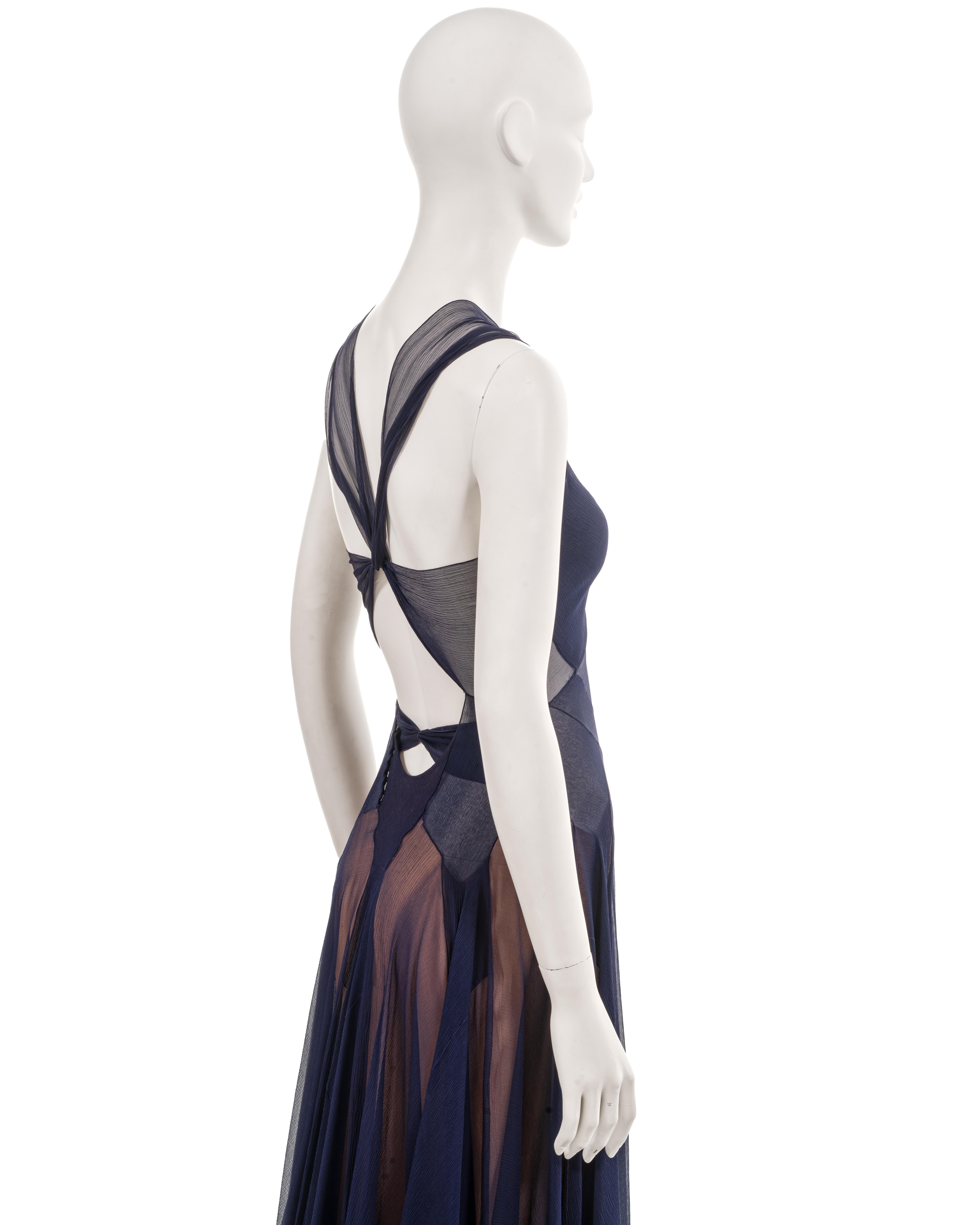 Azzedine Alaia Haute Couture navy silk evening dress, ss 1997 3