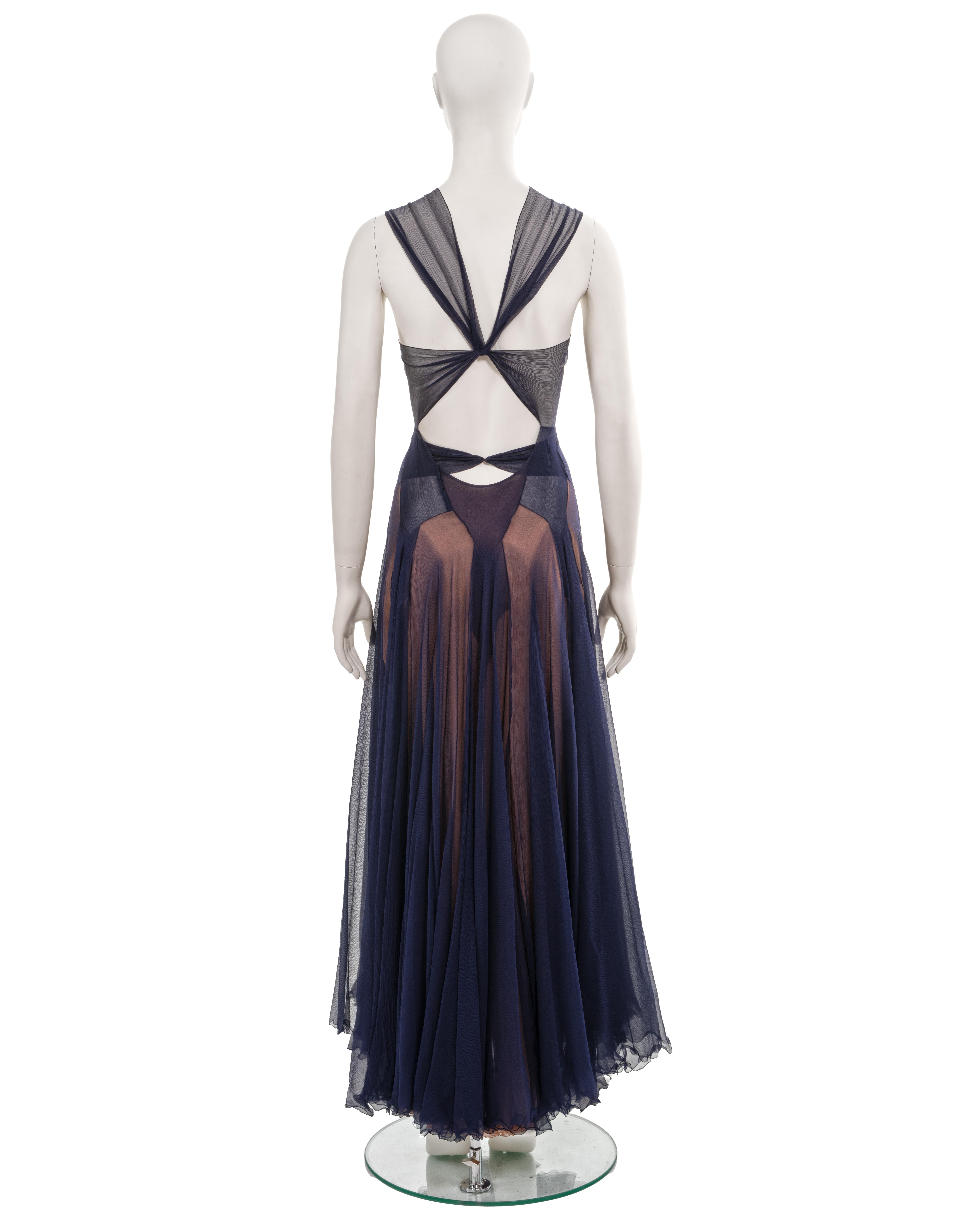 Azzedine Alaia Haute Couture navy silk evening dress, ss 1997 4