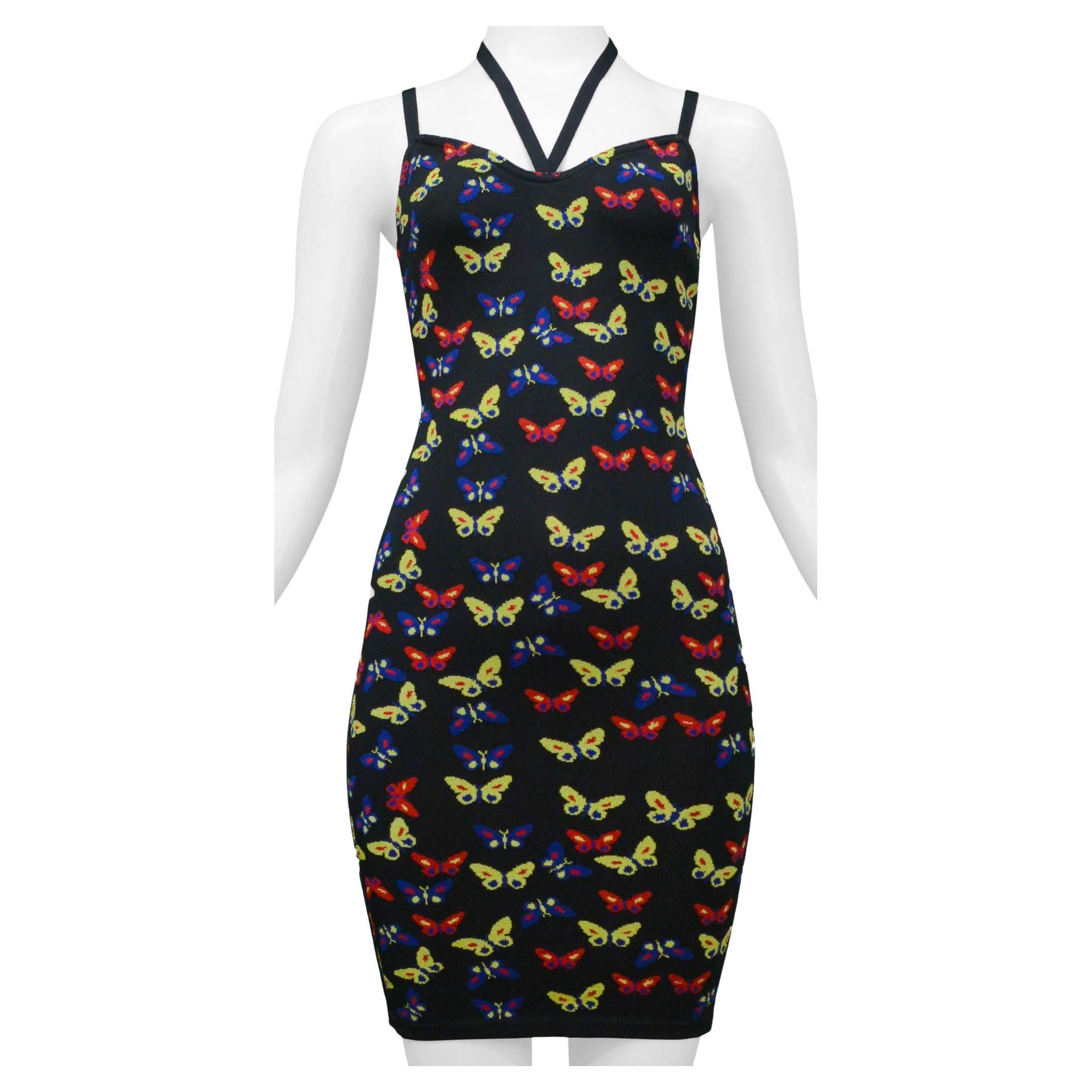 Azzedine Alaia Iconic Butterly Print Knit Dress 1991 For Sale