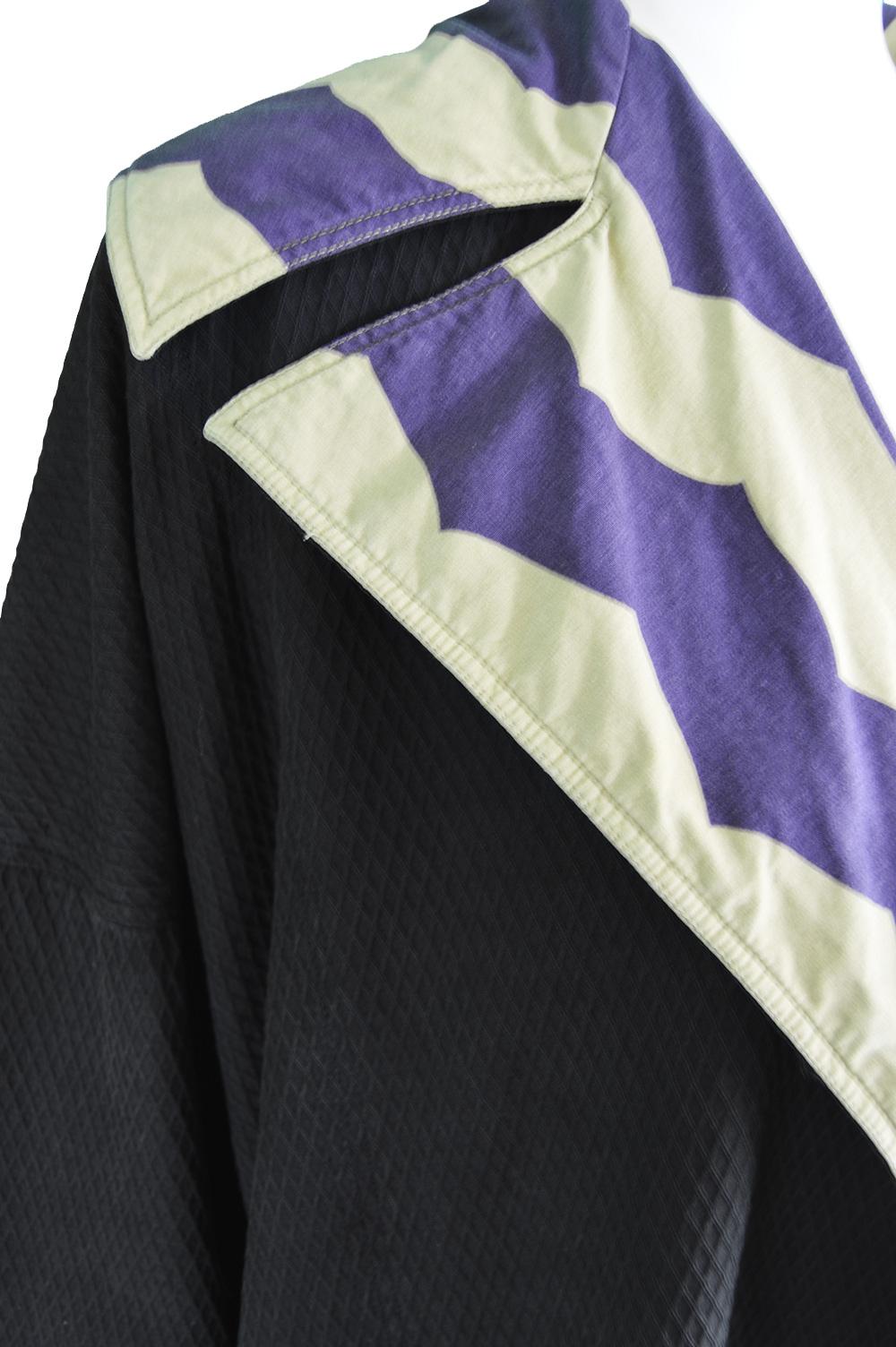 Black Azzedine Alaia Iconic Spring 1990 Runway Reversible Cotton Vintage Swing Coat