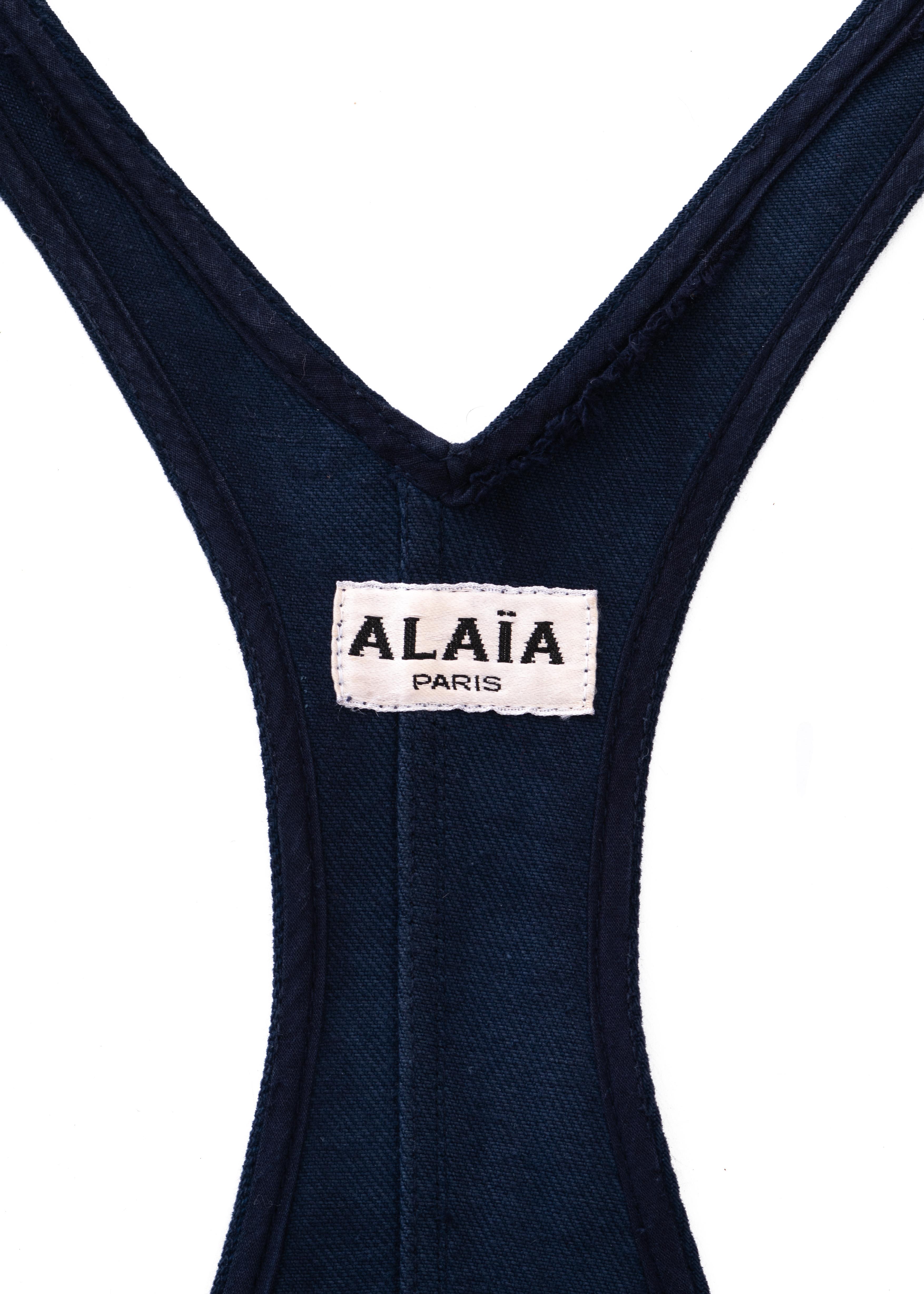 Azzedine Alaia indigo blue denim playsuit, ss 1991 For Sale 3