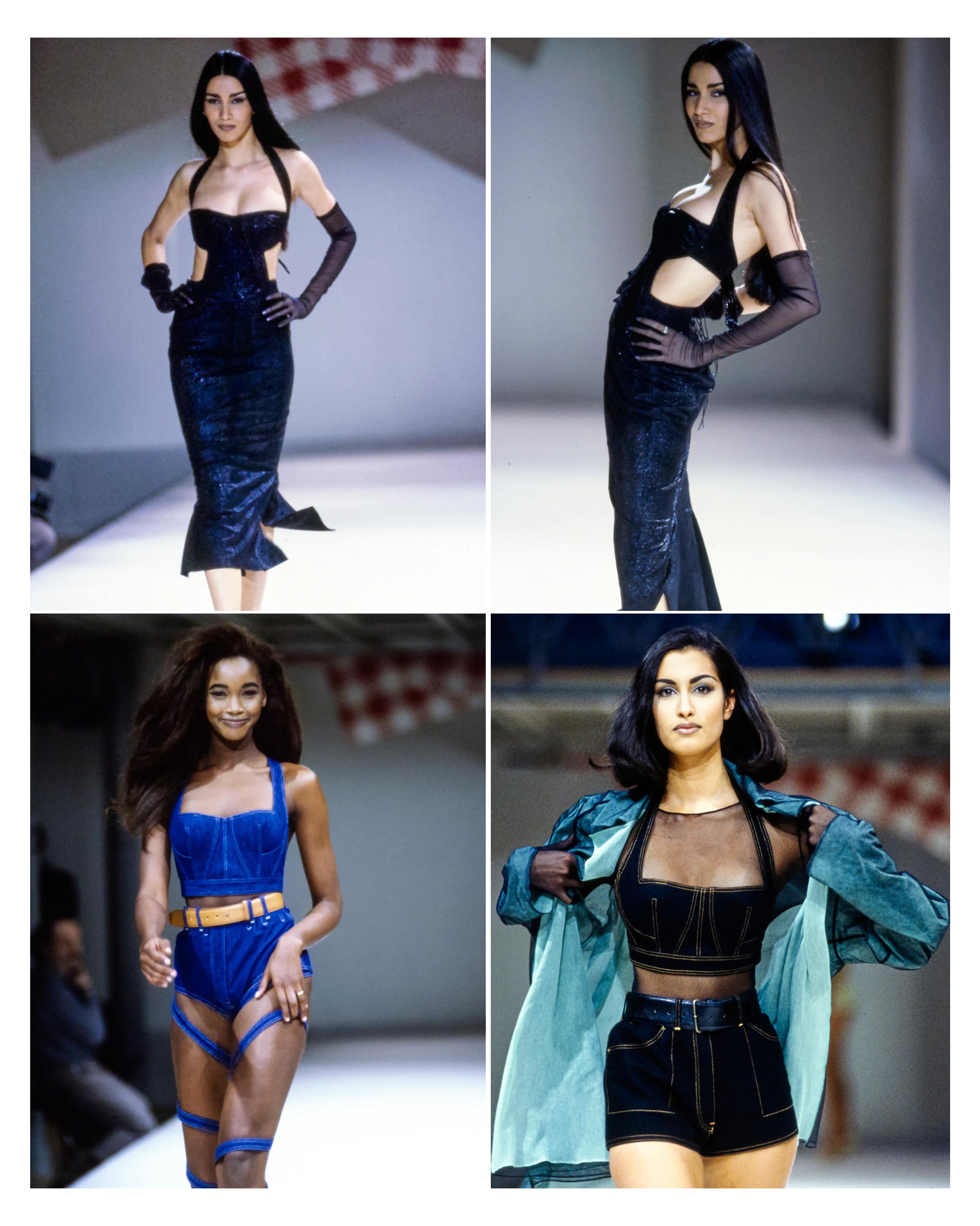 Azzedine Alaia Indigofarbenes Bustier-Minikleid aus Denim, ss 1991 im Zustand „Hervorragend“ in London, GB