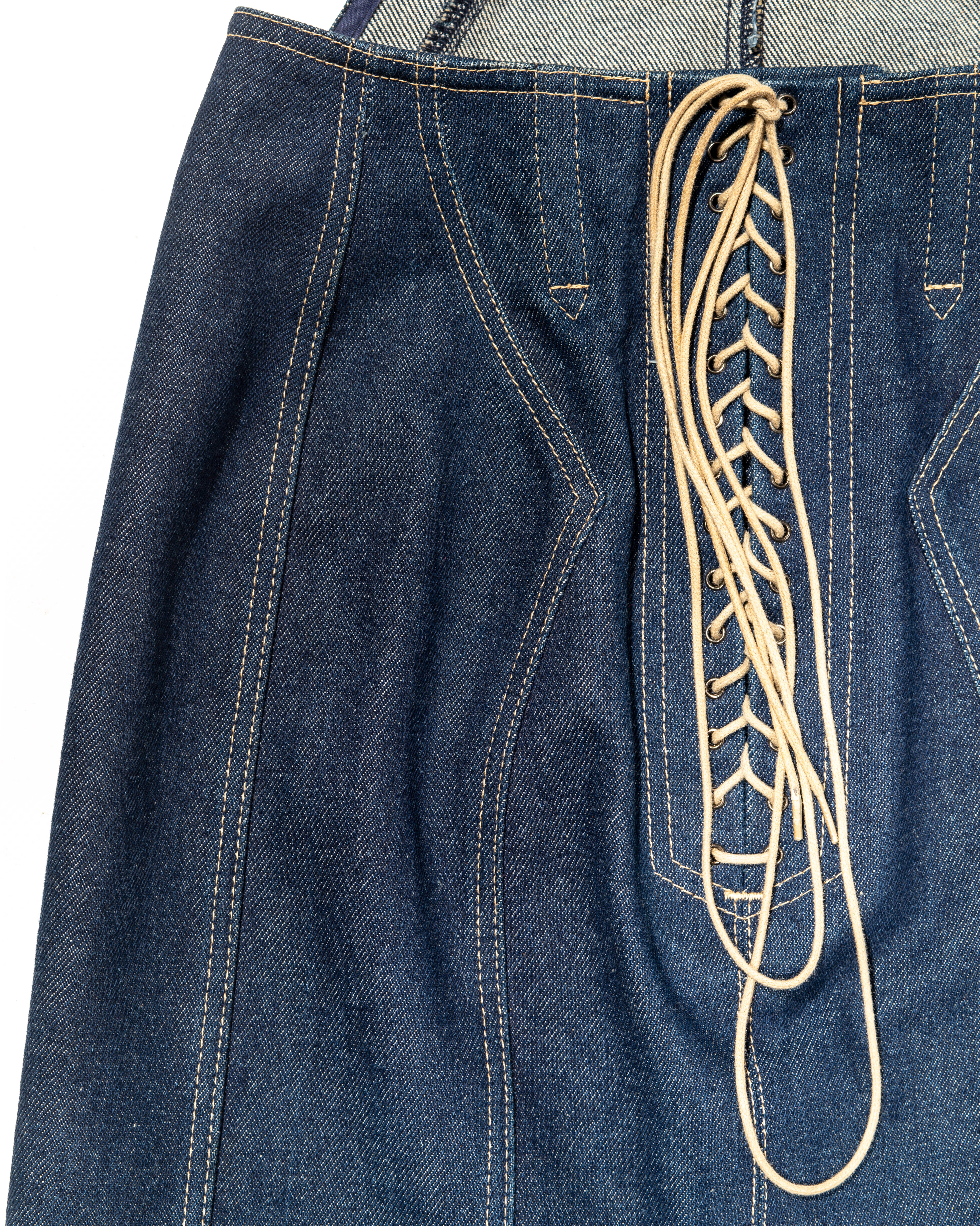 Azzedine Alaia Indigofarbenes Bustier-Minikleid aus Denim, ss 1991 2