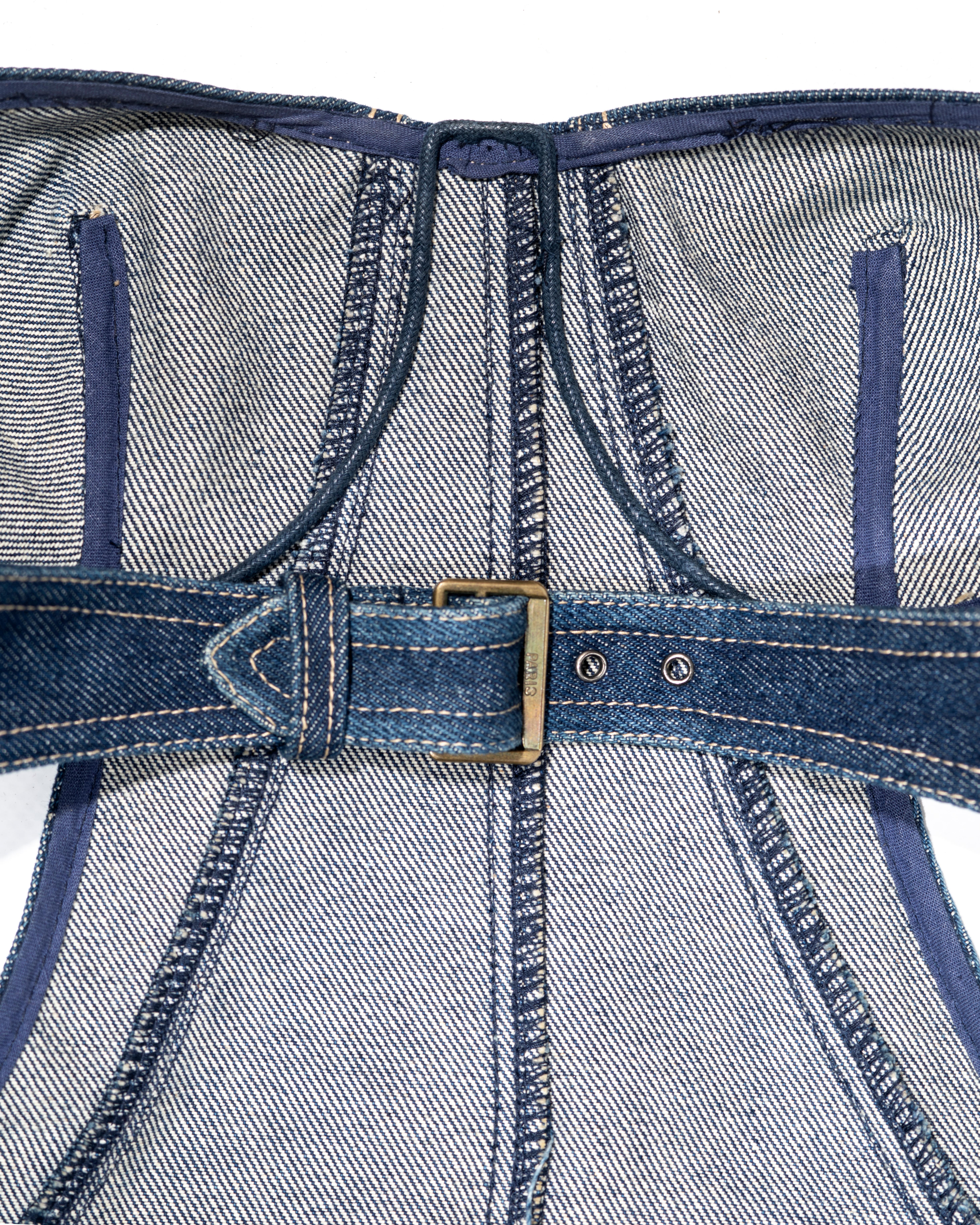 Azzedine Alaia Indigofarbenes Bustier-Minikleid aus Denim, ss 1991 3