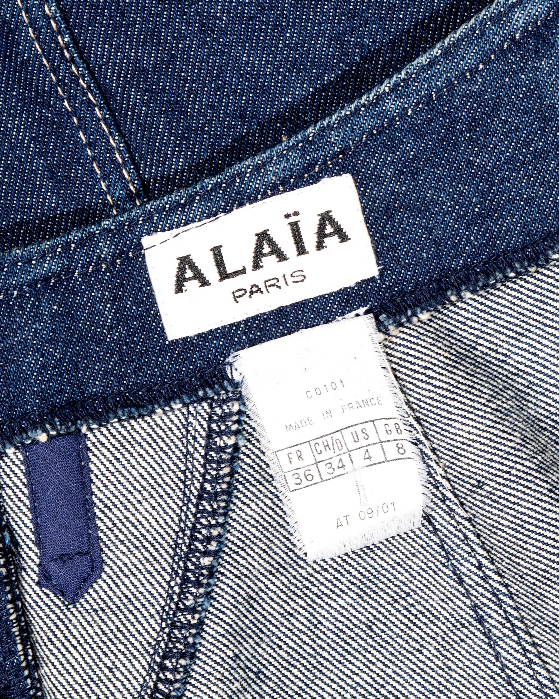 Azzedine Alaia Indigofarbenes Bustier-Minikleid aus Denim, ss 1991 4