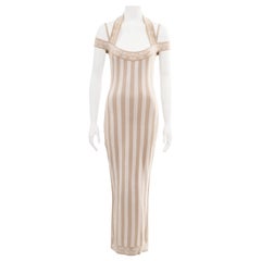 Azzedine Alaia ivory and cream striped jersey knit maxi dress, ss 1992