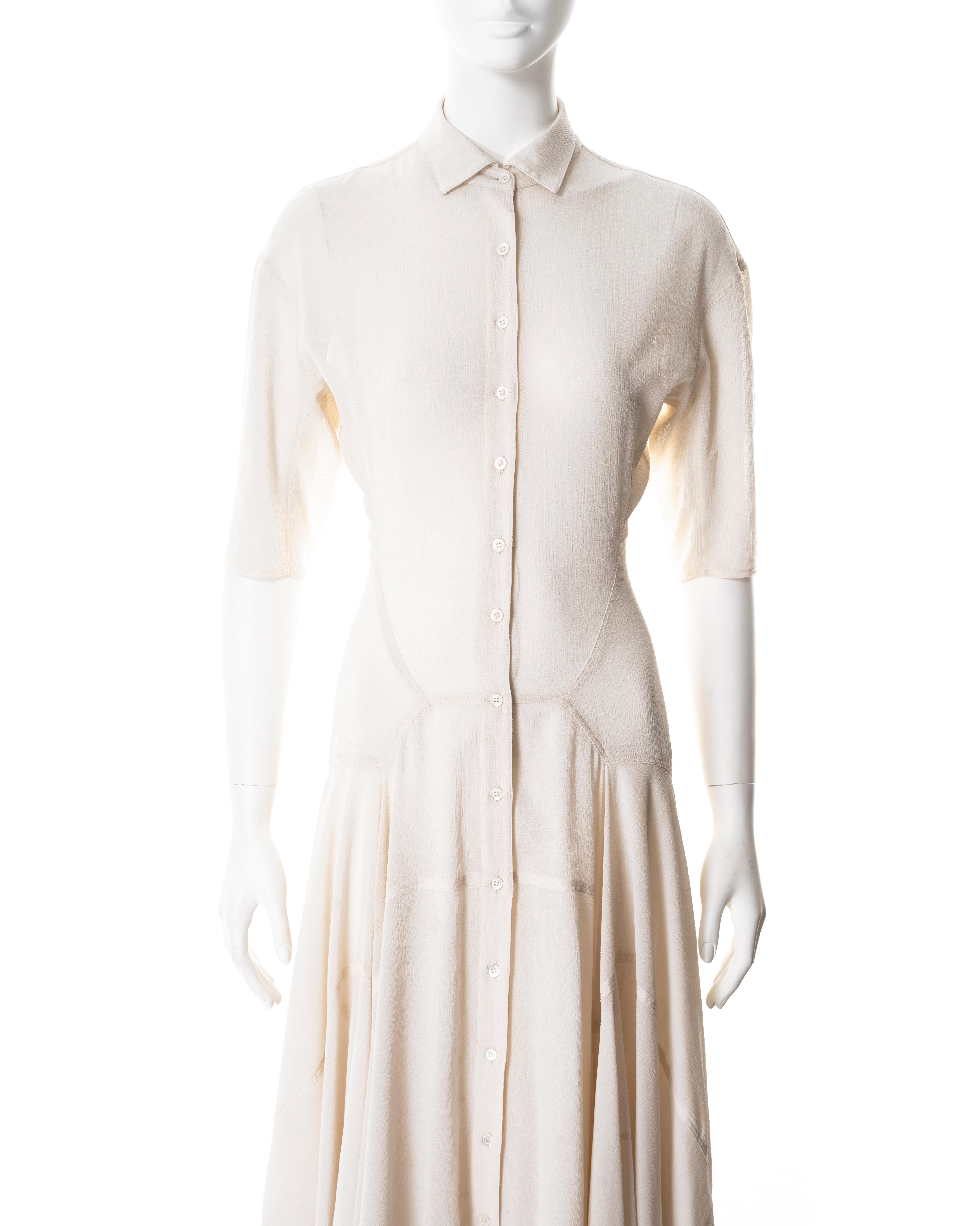 Azzedine Alaia ivory summer shirt dress, ss 1987 In Excellent Condition In London, GB
