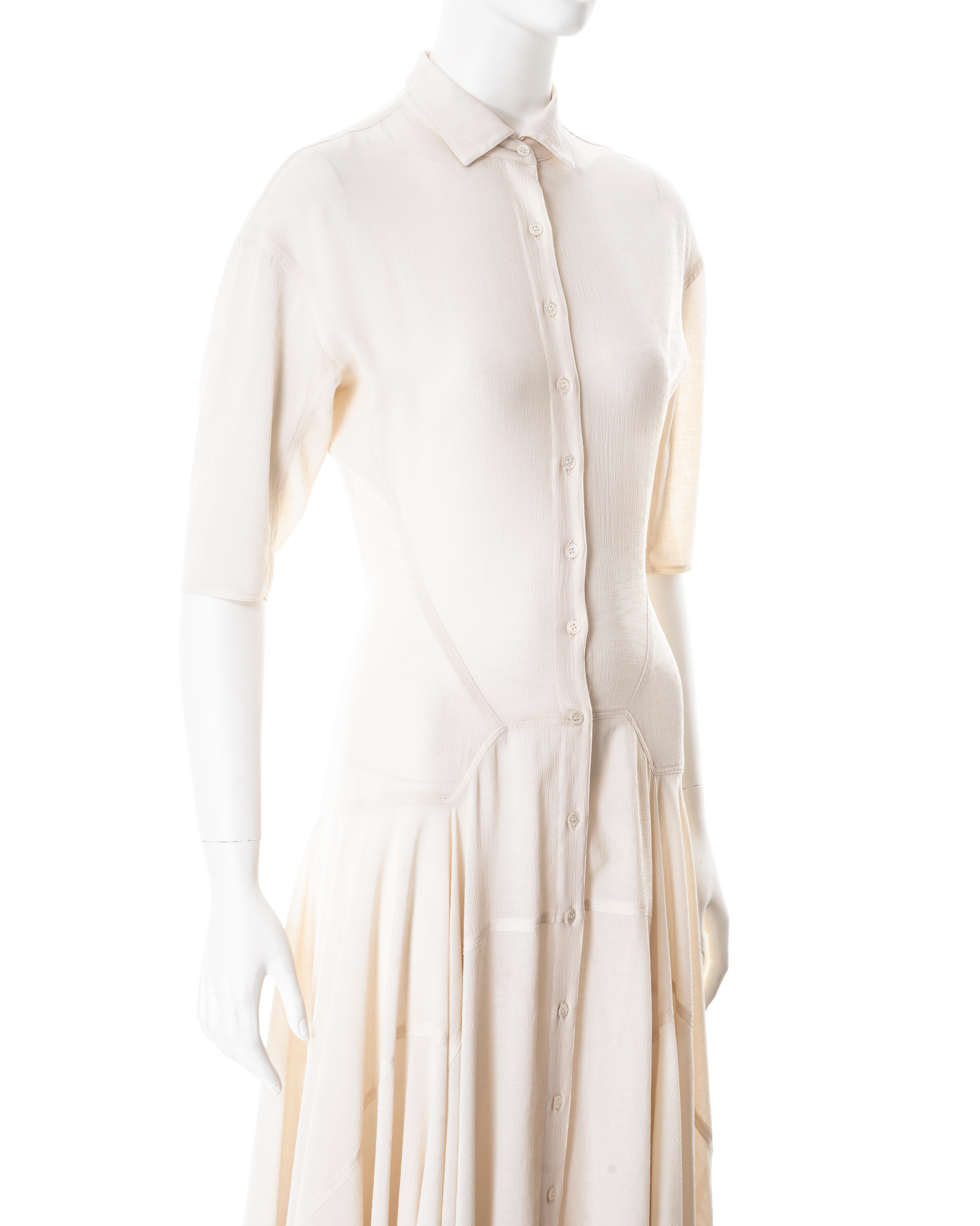Azzedine Alaia ivory summer shirt dress, ss 1987 3