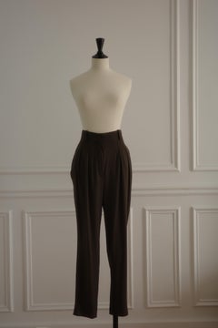 Alzzedine Alaïa Khaki Front Pleated Trousers from the 1980s