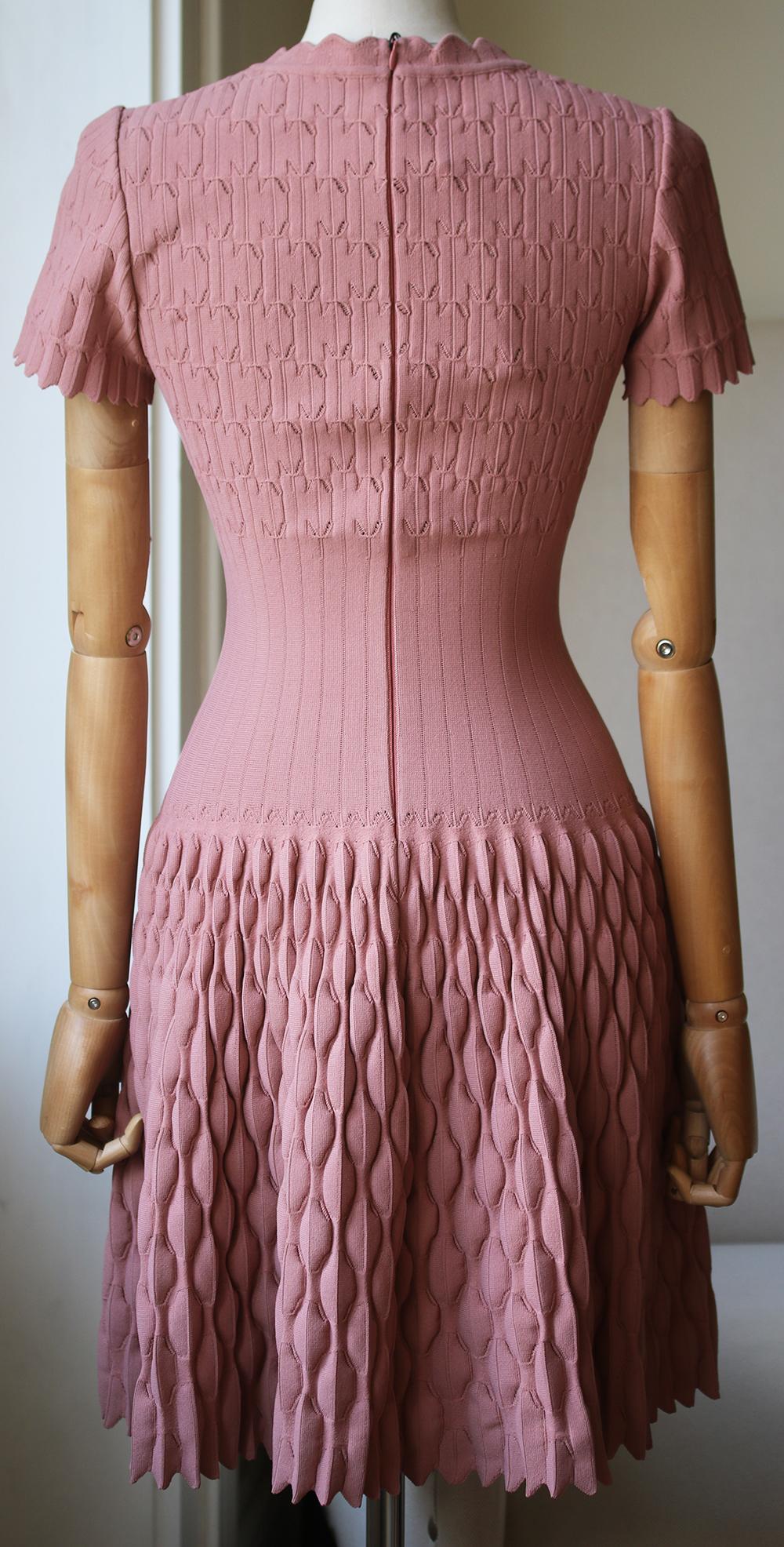 pink knitted mini dress