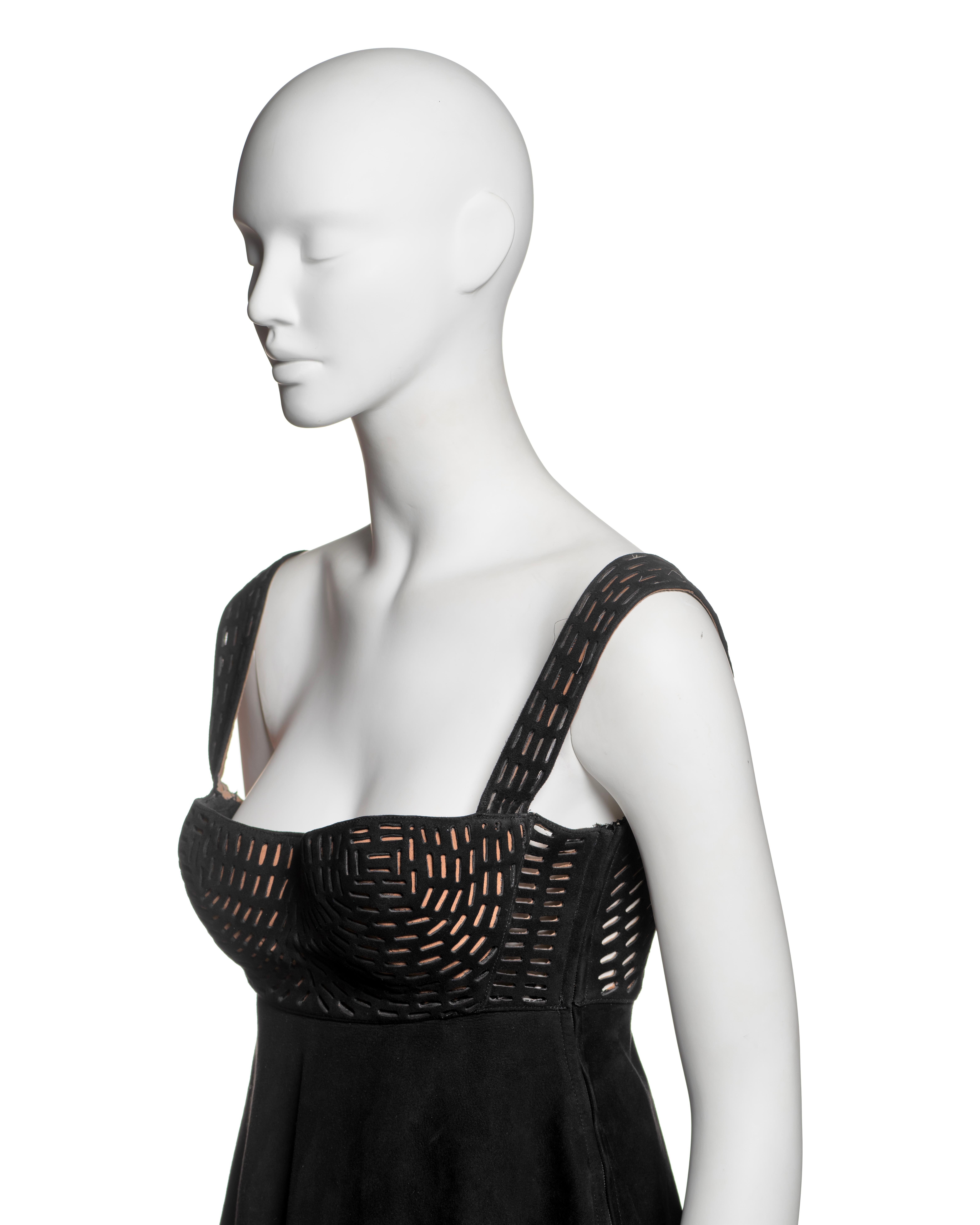 Azzedine Alaia Laser-Cut Black Leather Dress with Multicolor Fringe, SS 1994 For Sale 10