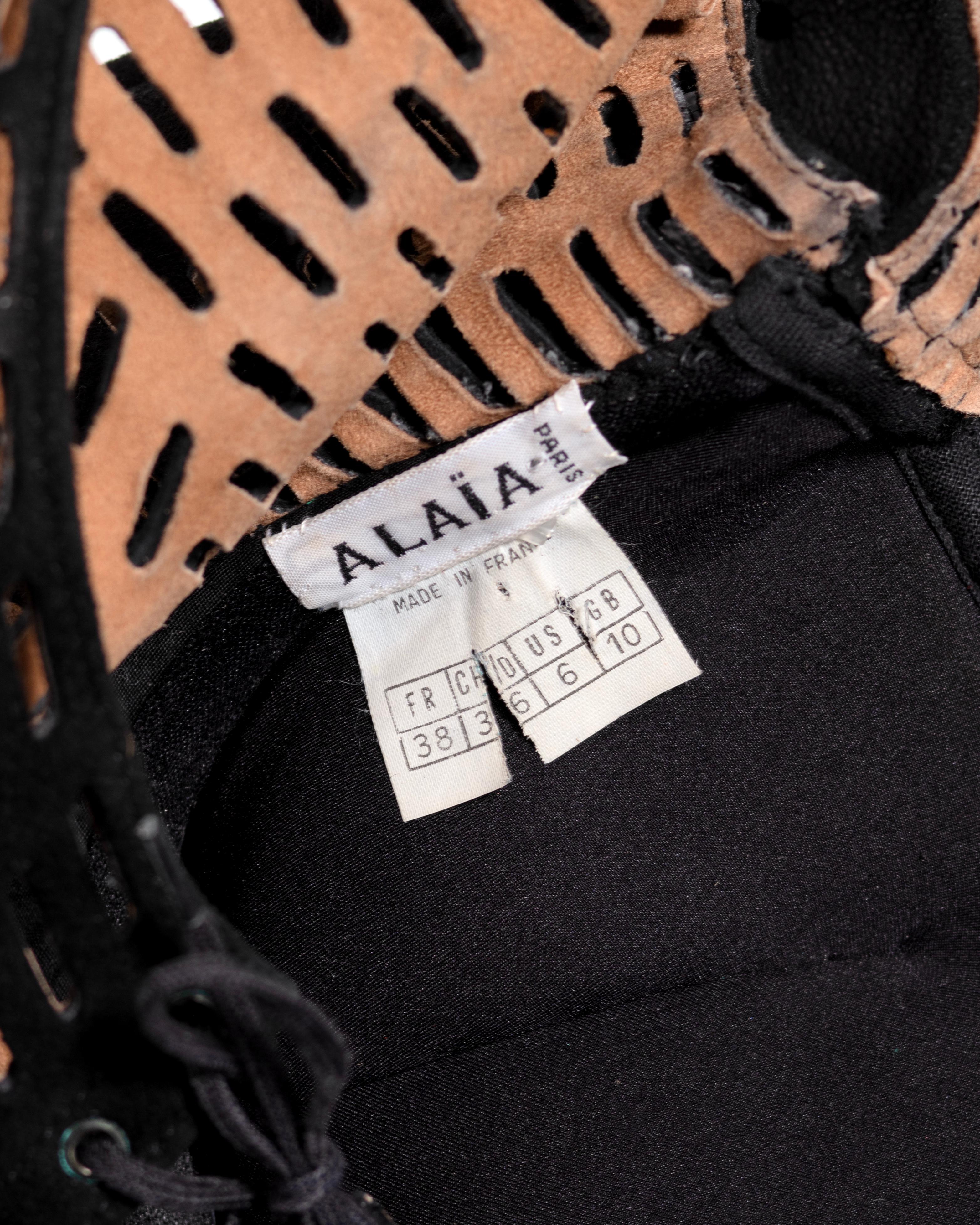 Azzedine Alaia Laser-Cut Black Leather Dress with Multicolor Fringe, SS 1994 For Sale 12