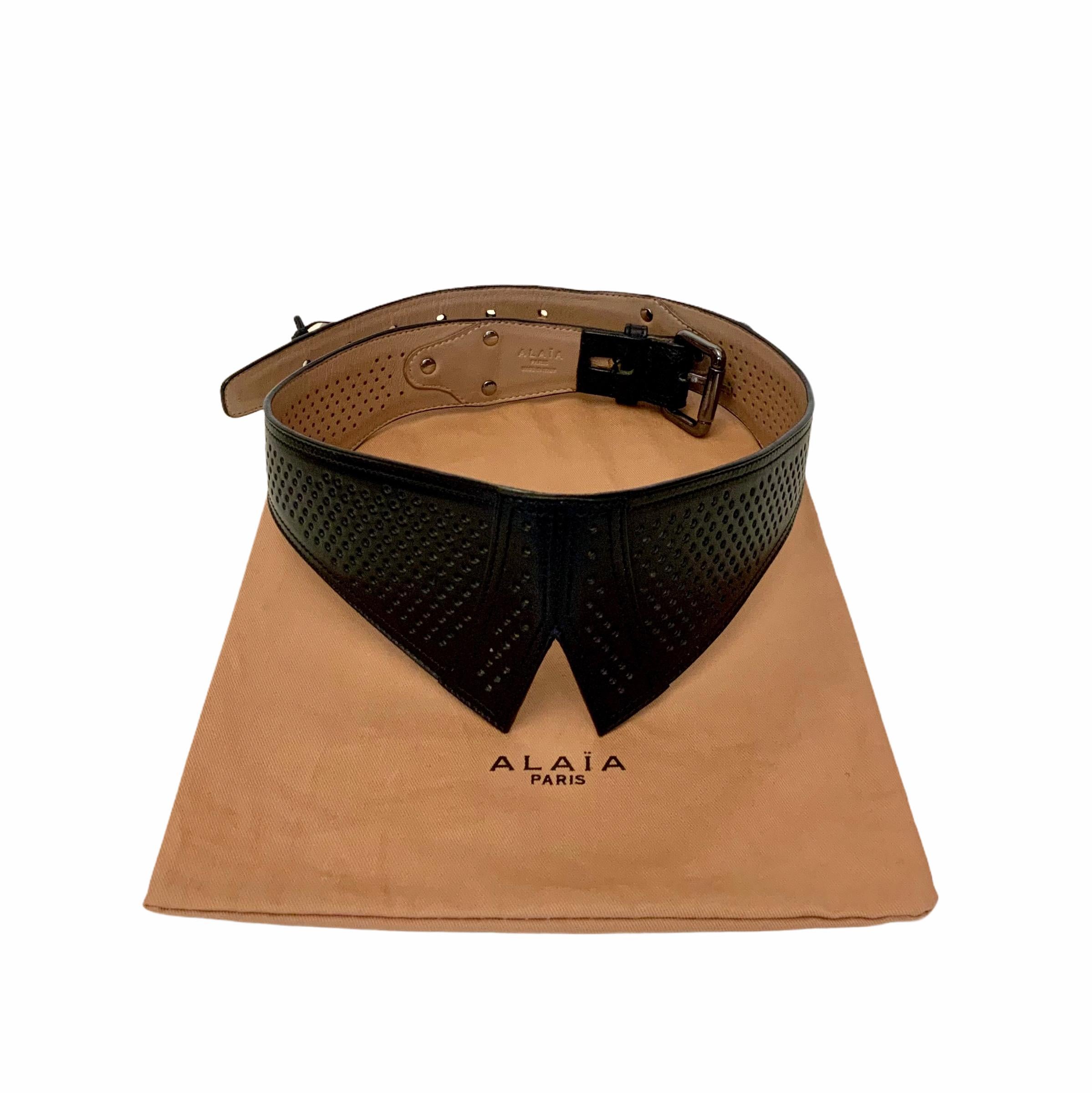 Azzedine Alaïa - Cintura in pelle nera tagliata al laser 1
