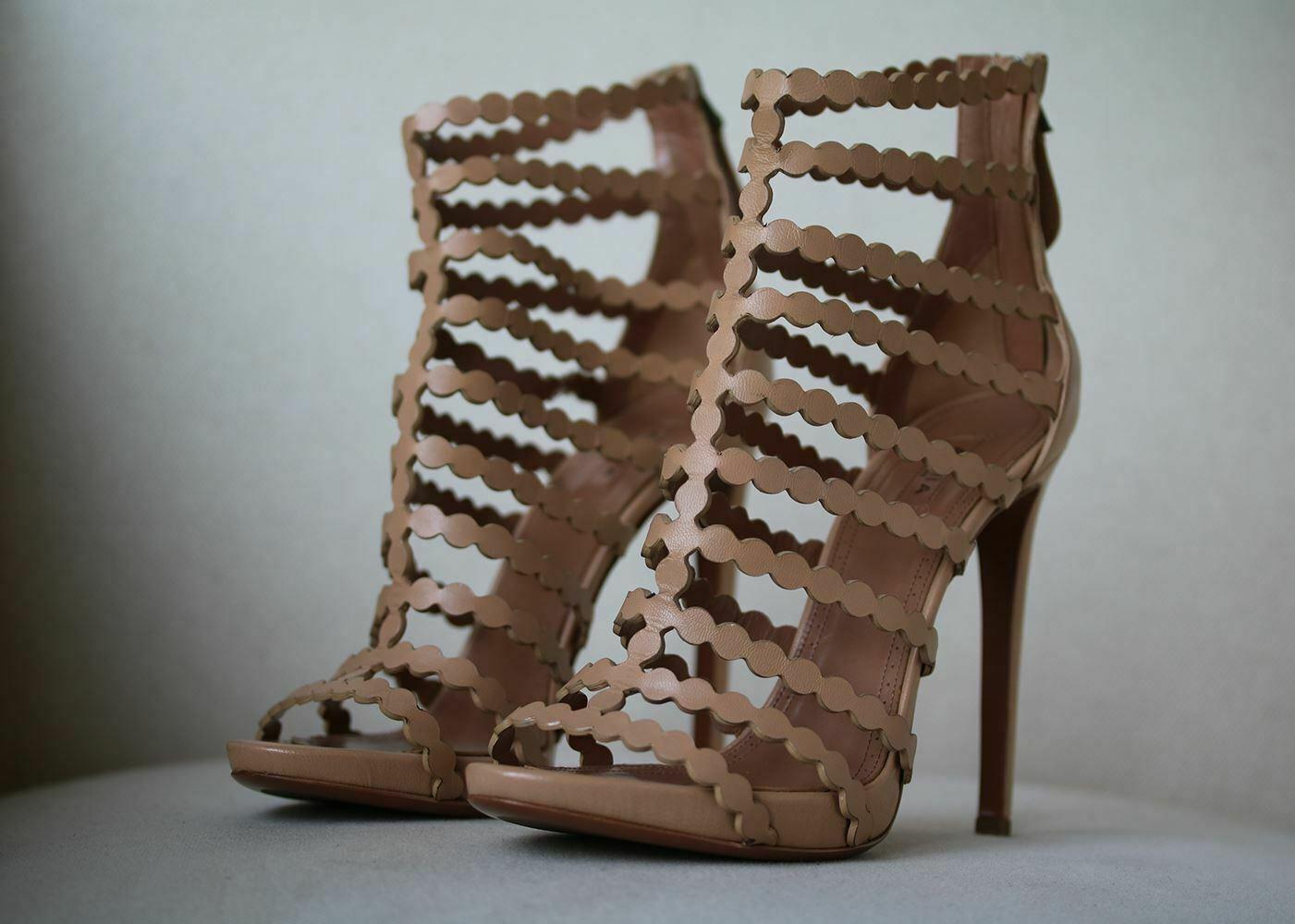 alaia laser-cut leather sandals