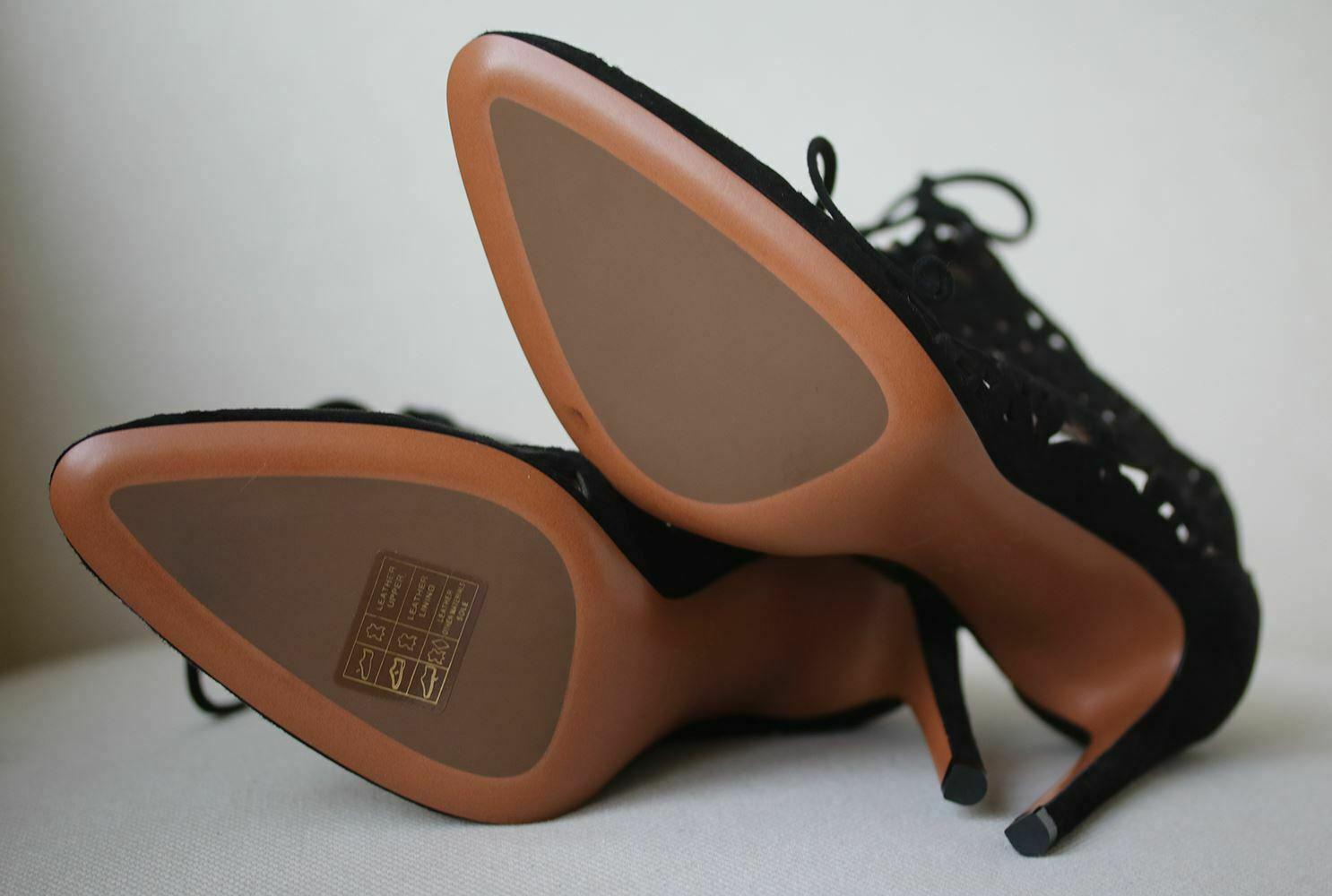 Black Azzedine Alaïa Laser-Cut Suede Ankle Boots
