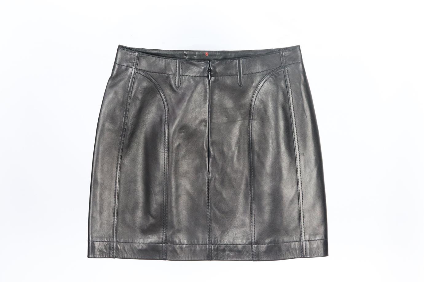 Gray Azzedine Alaïa Leather Mini Skirt Fr 38 Uk 10