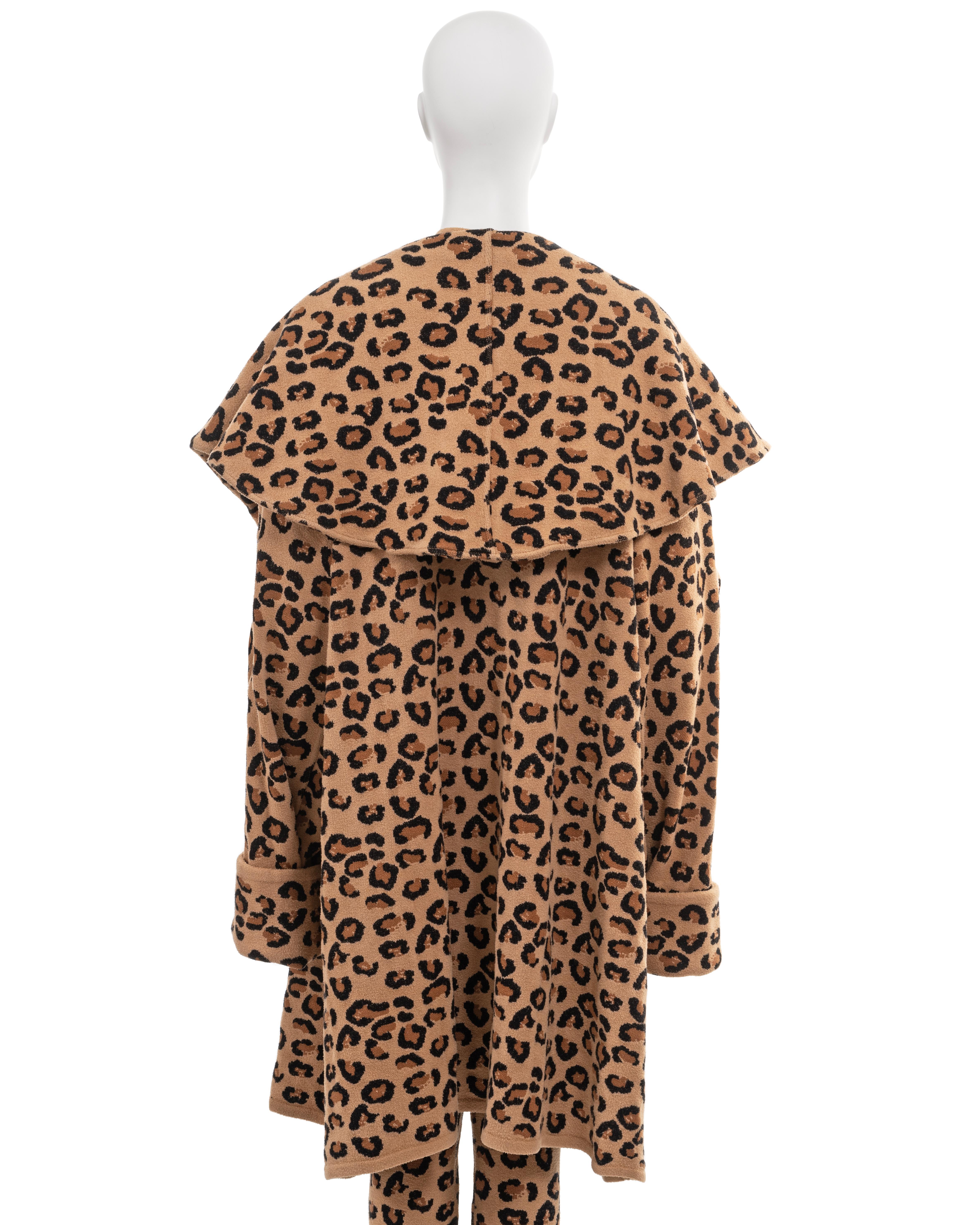 Azzedine Alaia leopard jacquard-knit catsuit and coat runway ensemble, fw 1991 10