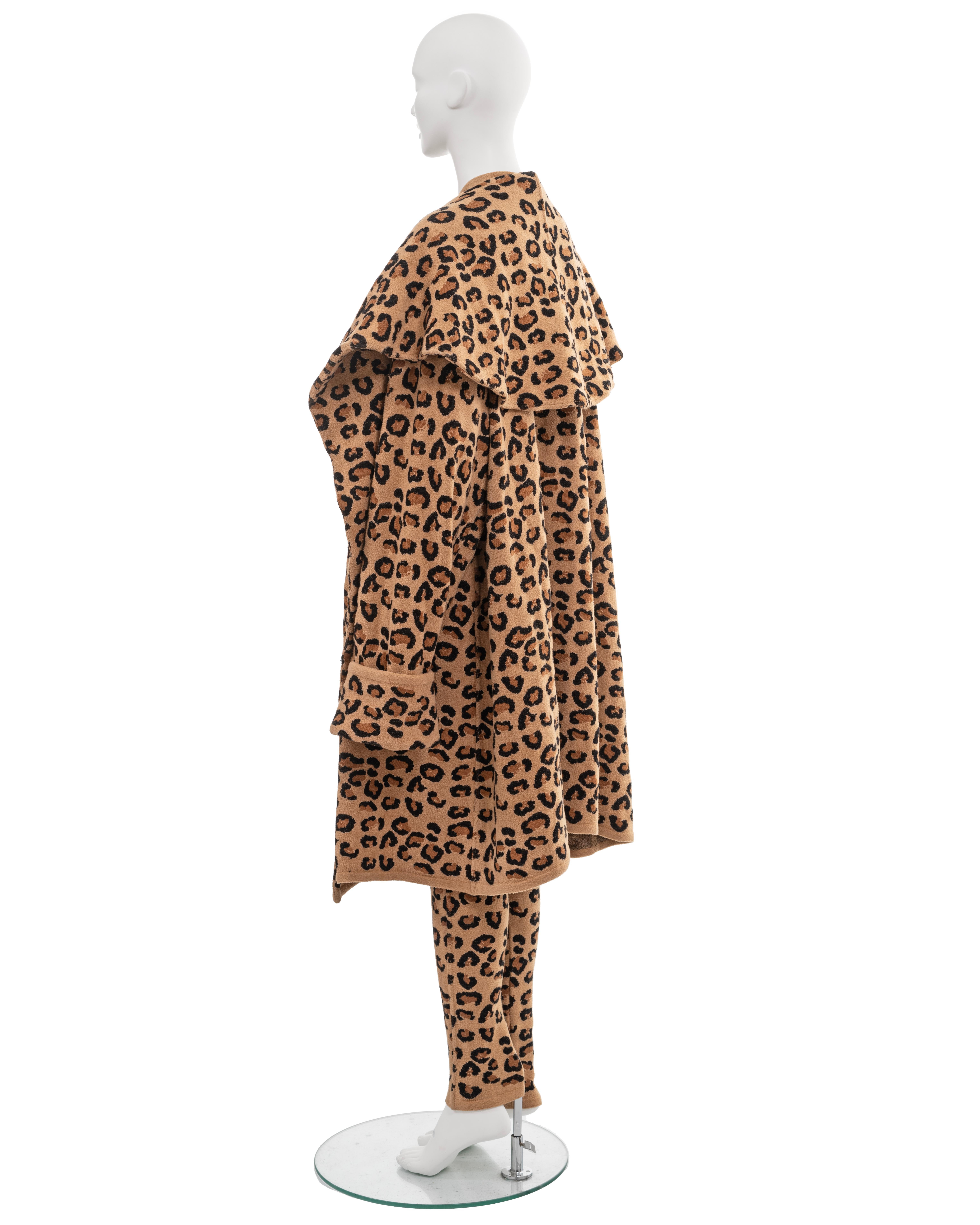 Azzedine Alaia leopard jacquard-knit catsuit and coat runway ensemble, fw 1991 12