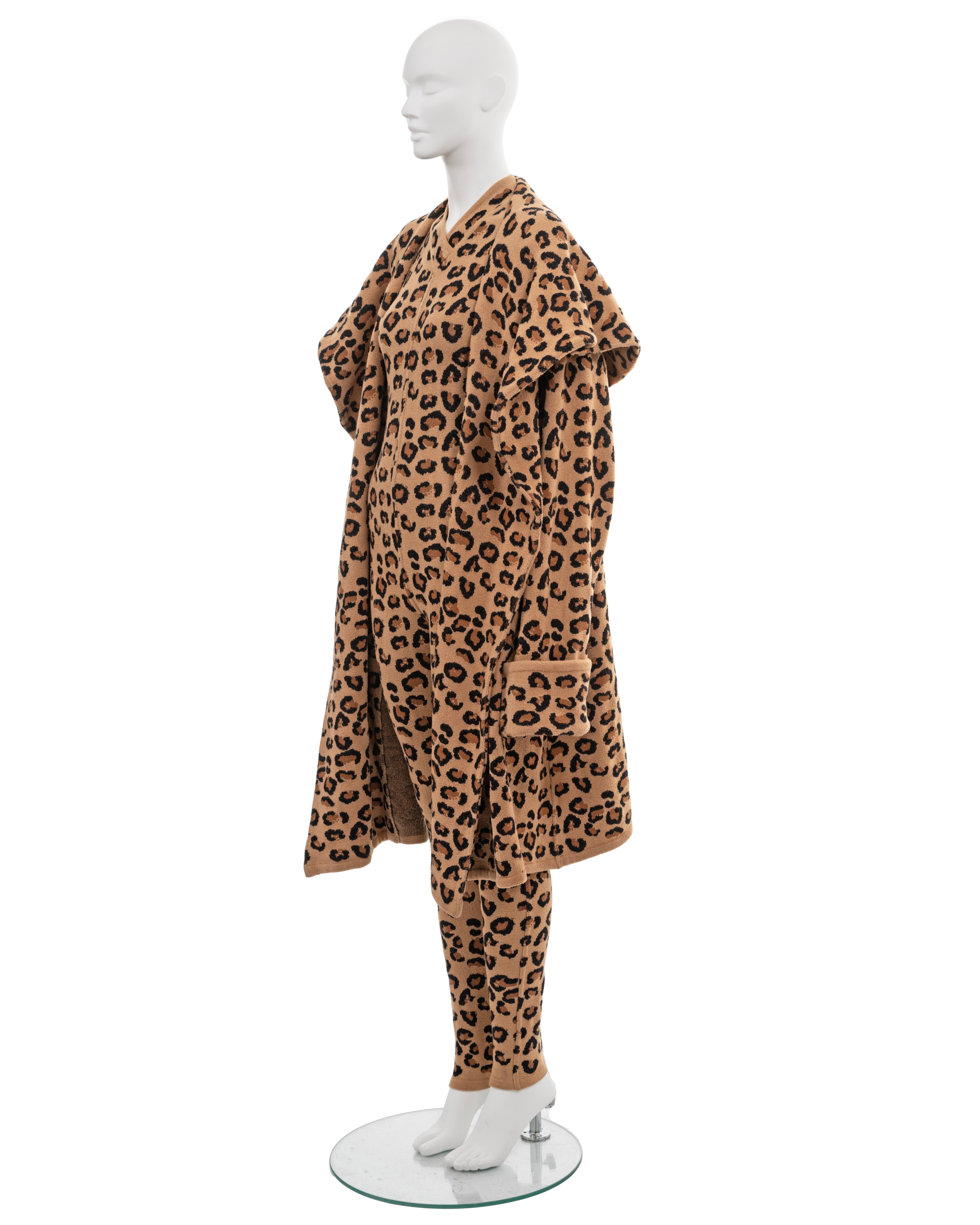 Azzedine Alaia leopard jacquard-knit catsuit and coat runway ensemble, fw 1991 13
