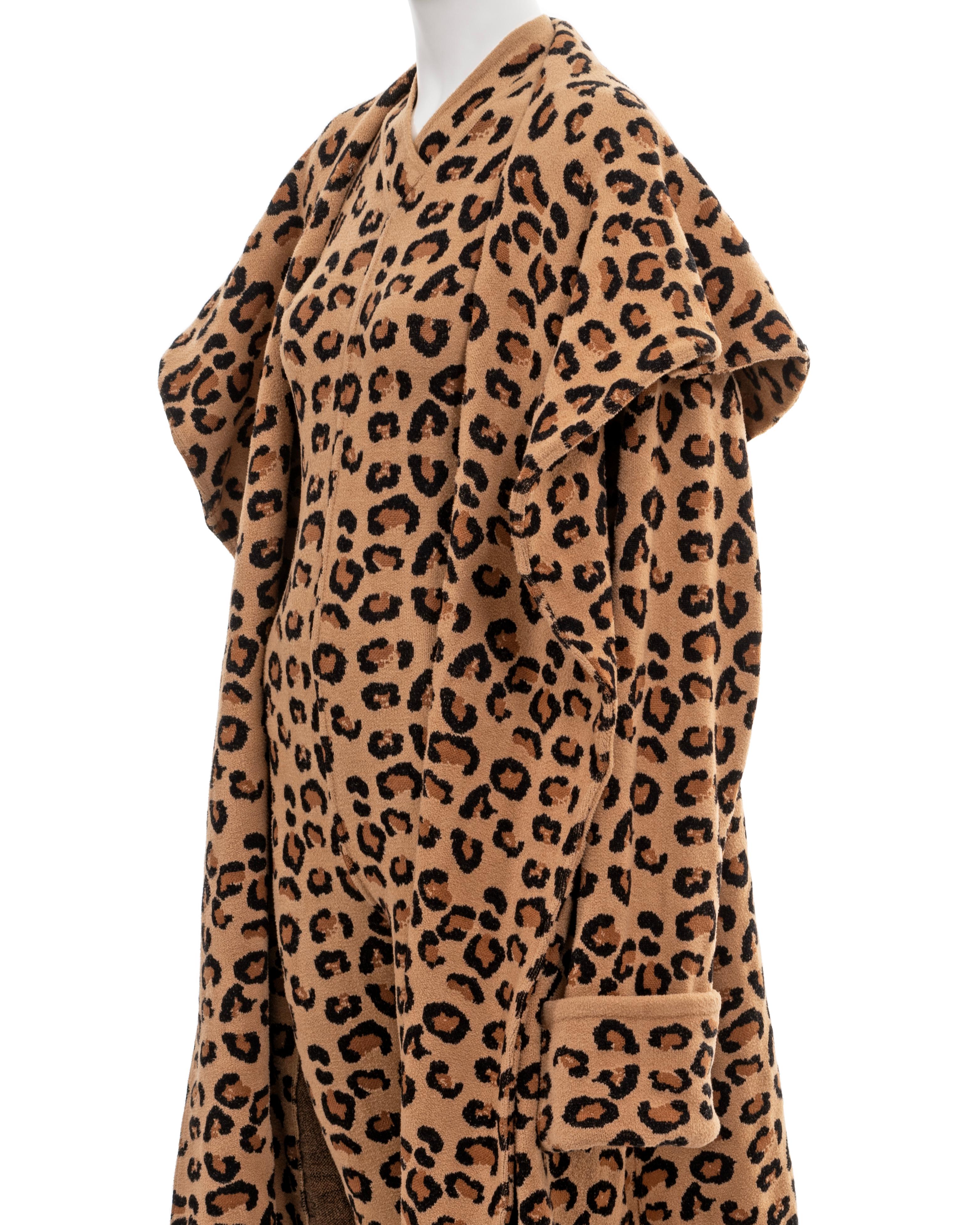 Azzedine Alaia leopard jacquard-knit catsuit and coat runway ensemble, fw 1991 14
