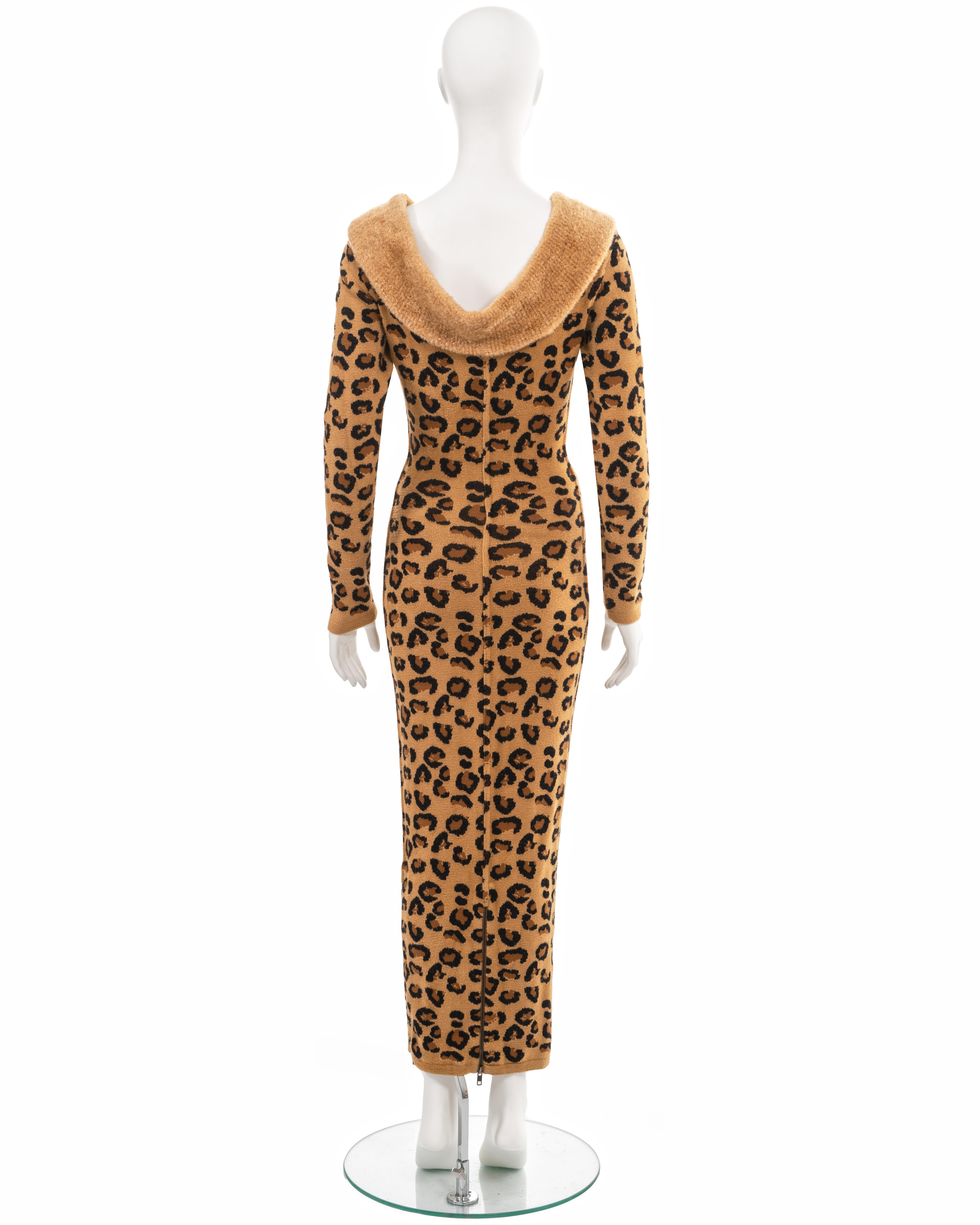 Azzedine Alaia leopard knit bateau-neck bodycon dress, fw 1991 7