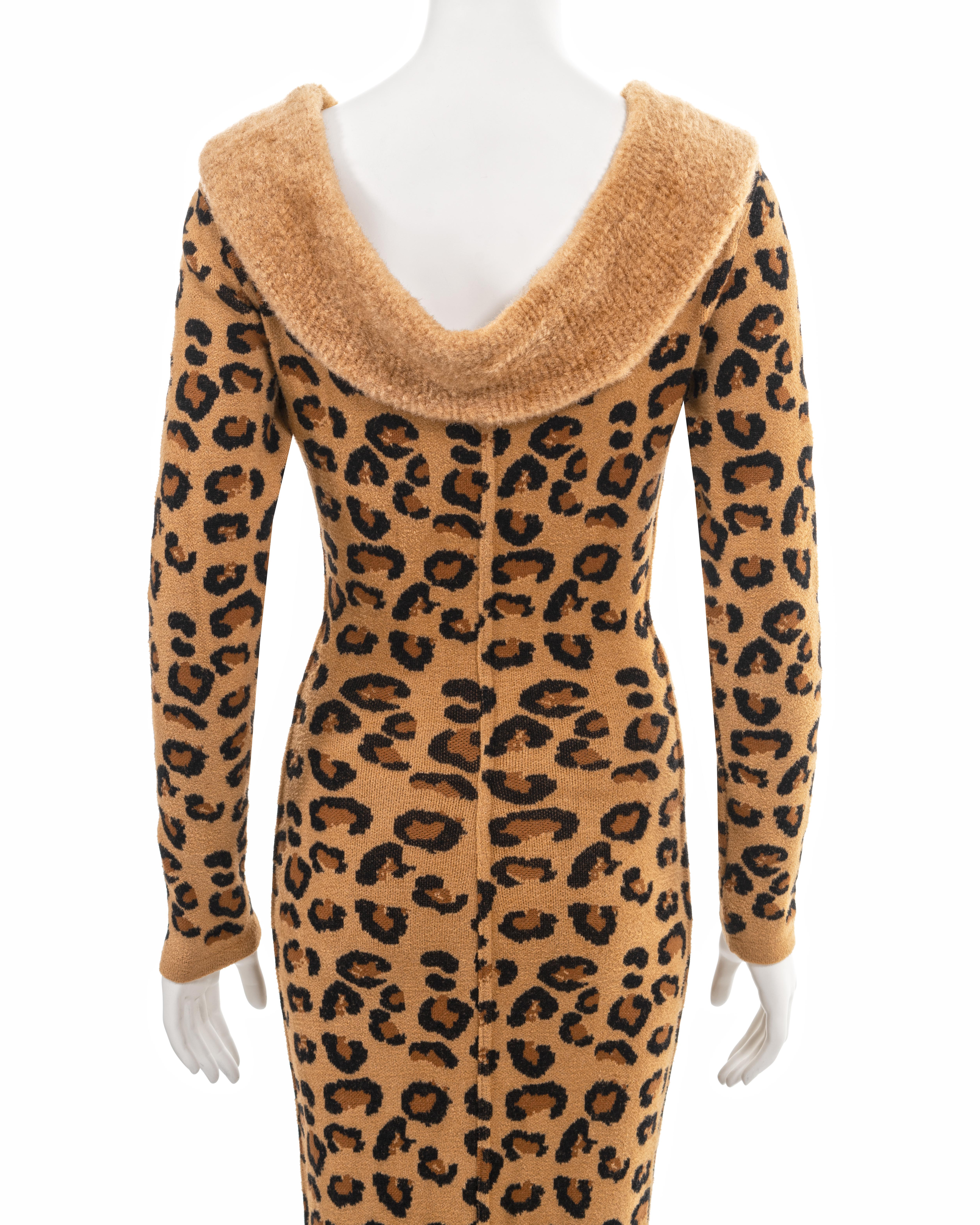 Azzedine Alaia leopard knit bateau-neck bodycon dress, fw 1991 8