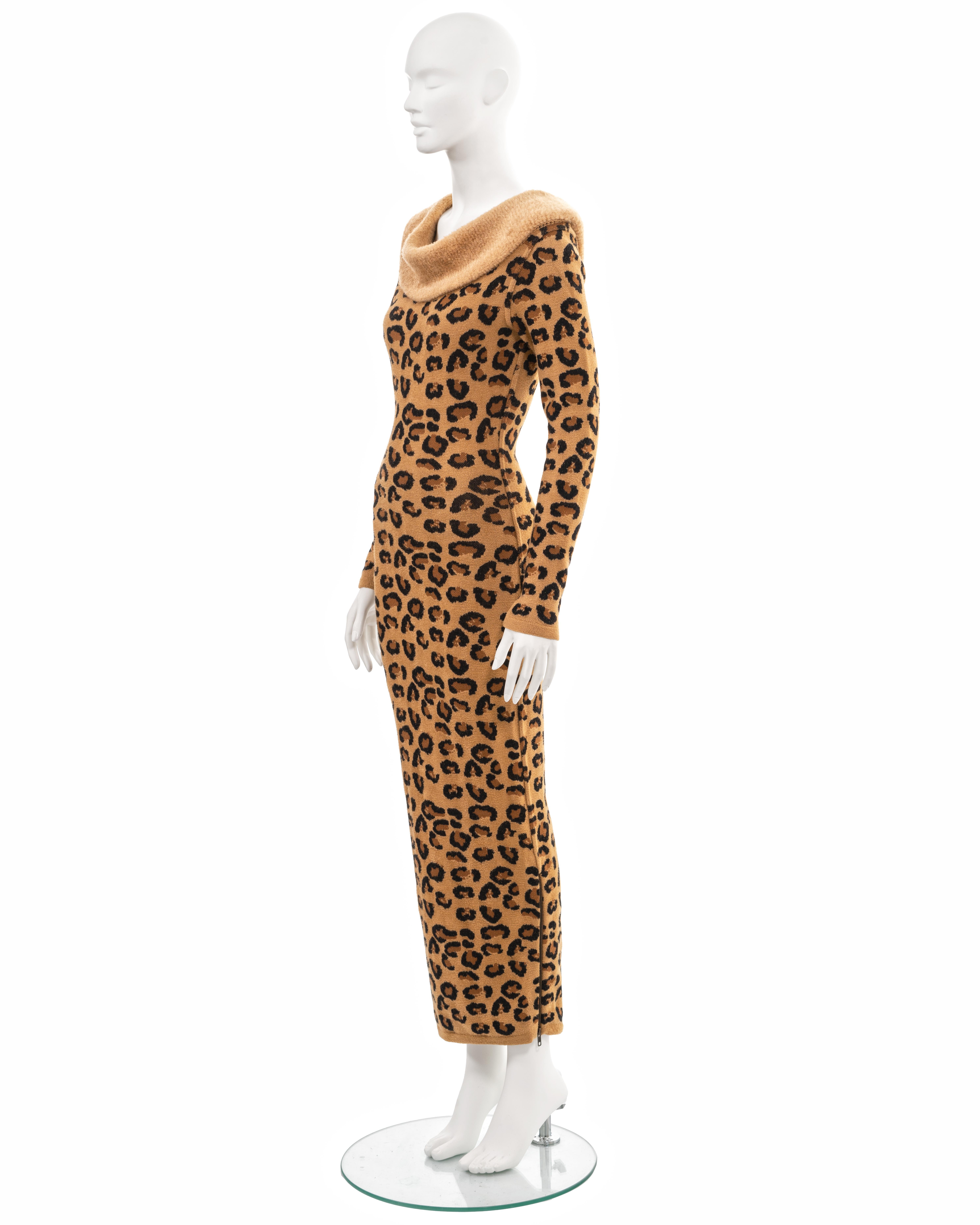 Azzedine Alaia leopard knit bateau-neck bodycon dress, fw 1991 10