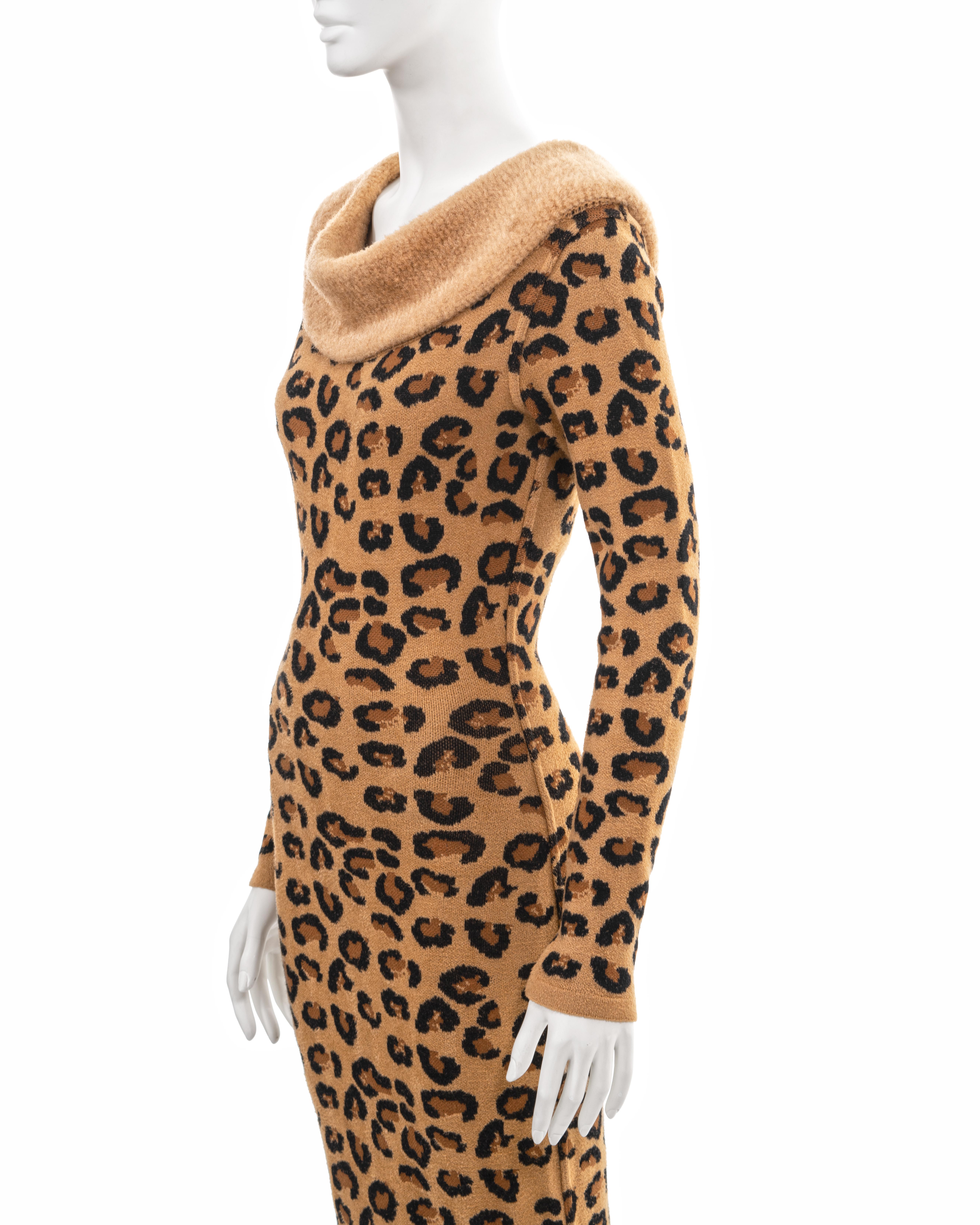 Azzedine Alaia leopard knit bateau-neck bodycon dress, fw 1991 11