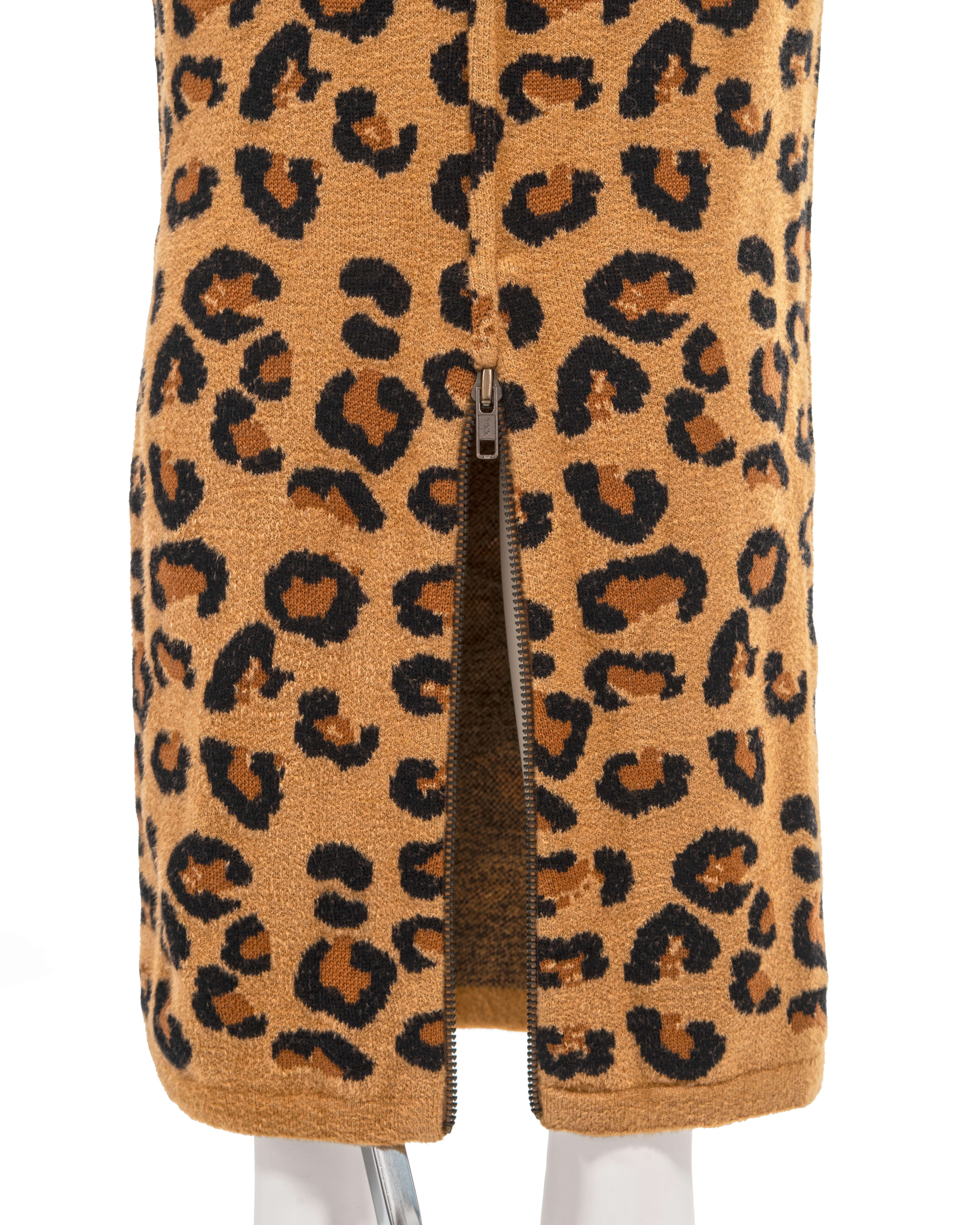 Azzedine Alaia leopard knit bateau-neck bodycon dress, fw 1991 12