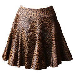 Azzedine Alaïa Leopard-Print Calf-Hair Mini Skirt 